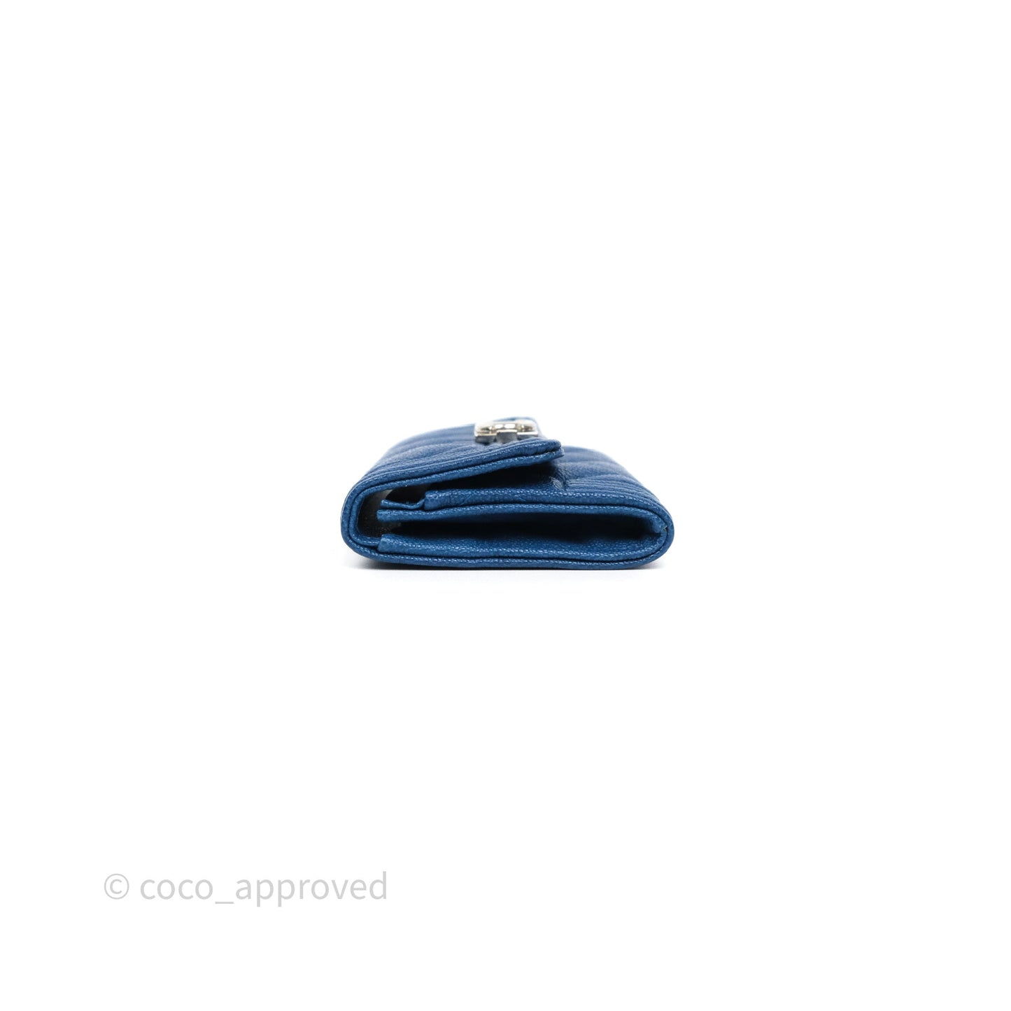 Chanel Quilted Boy Flap Card Holder Blue Caviar Silver Hardware