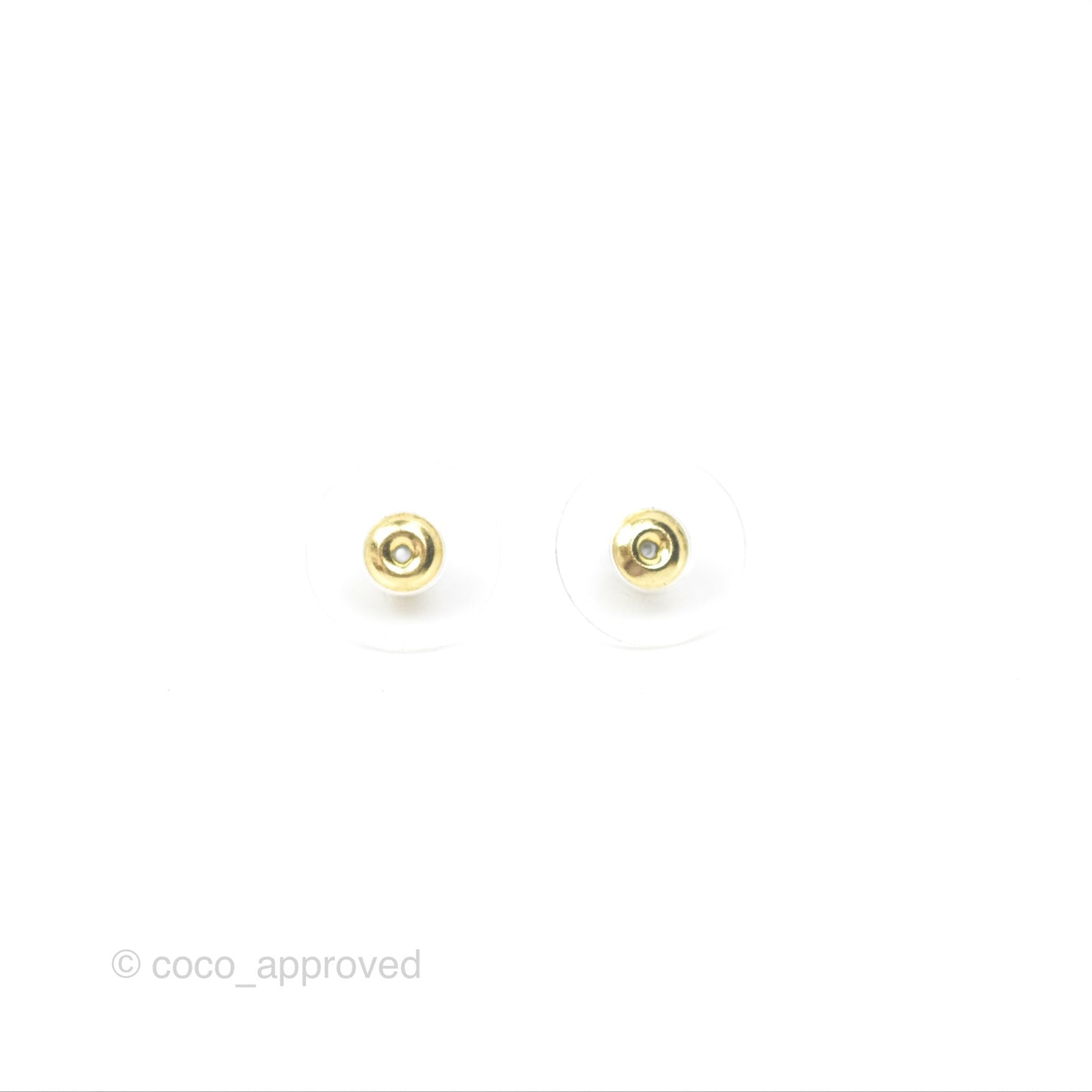 Chanel CC Pearl Black Resin Drop Earrings Gold Tone 21A