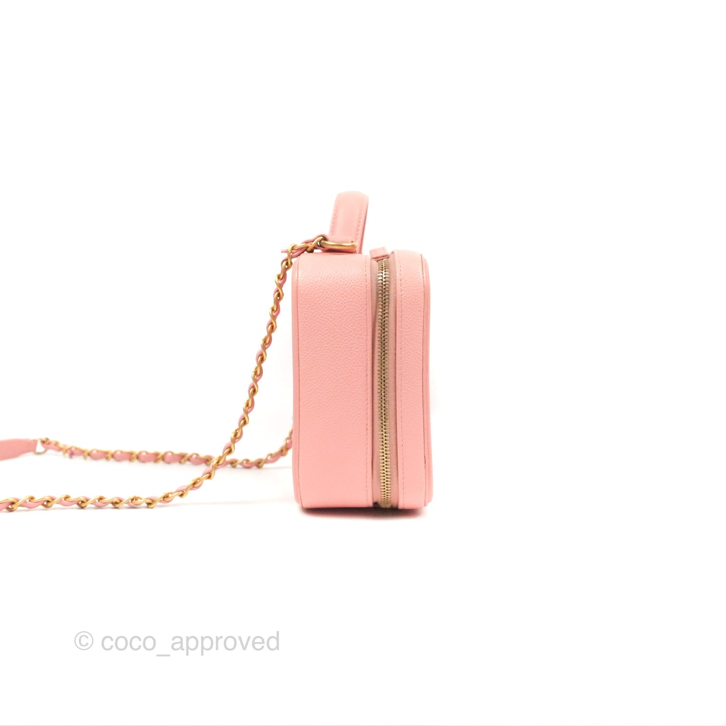 Chanel Quilted Medium CC Filigree Vanity Case Pink Caviar Gold Hardware