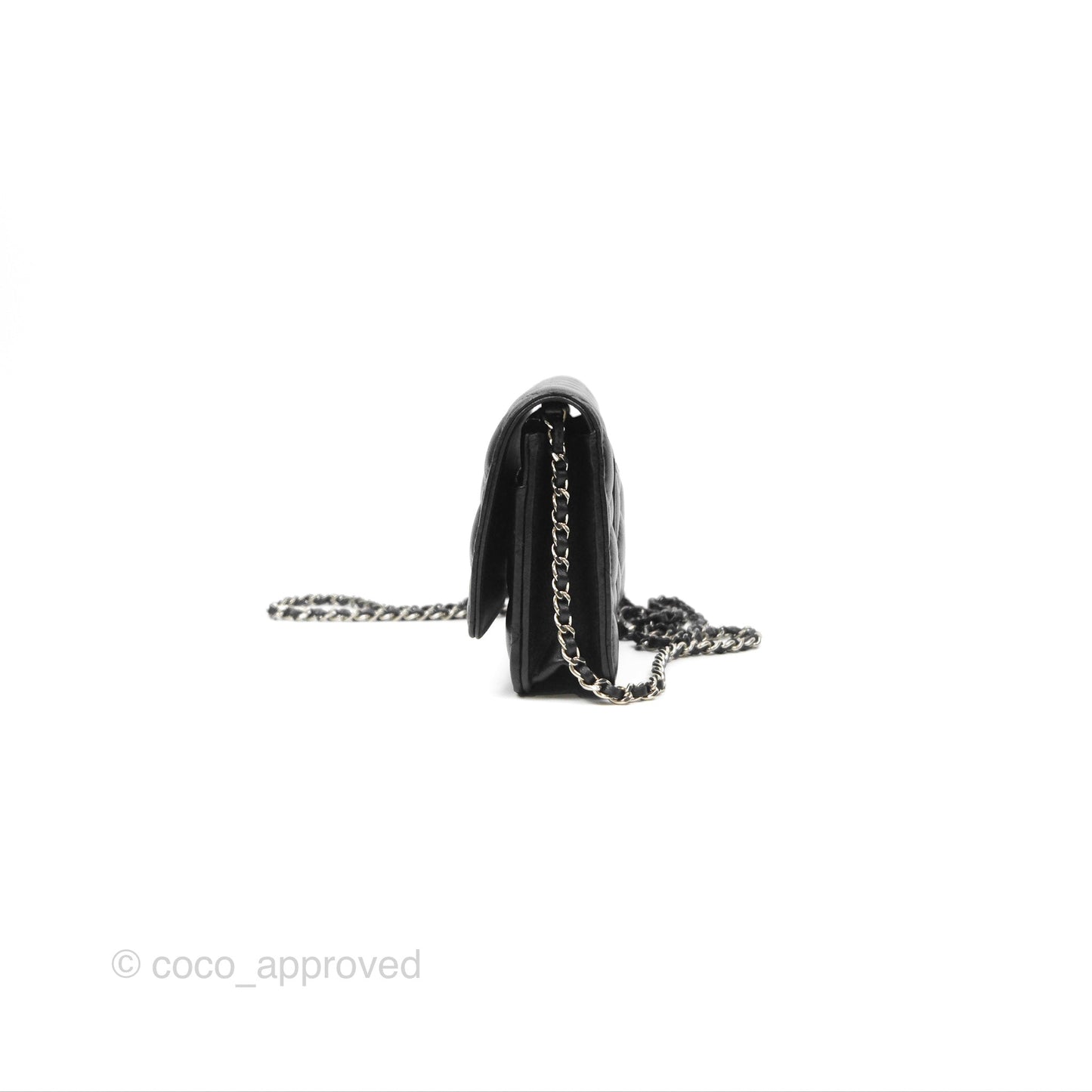 Chanel Gradient CC Wallet On Chain WOC Black Lambskin Silver Hardware 23K
