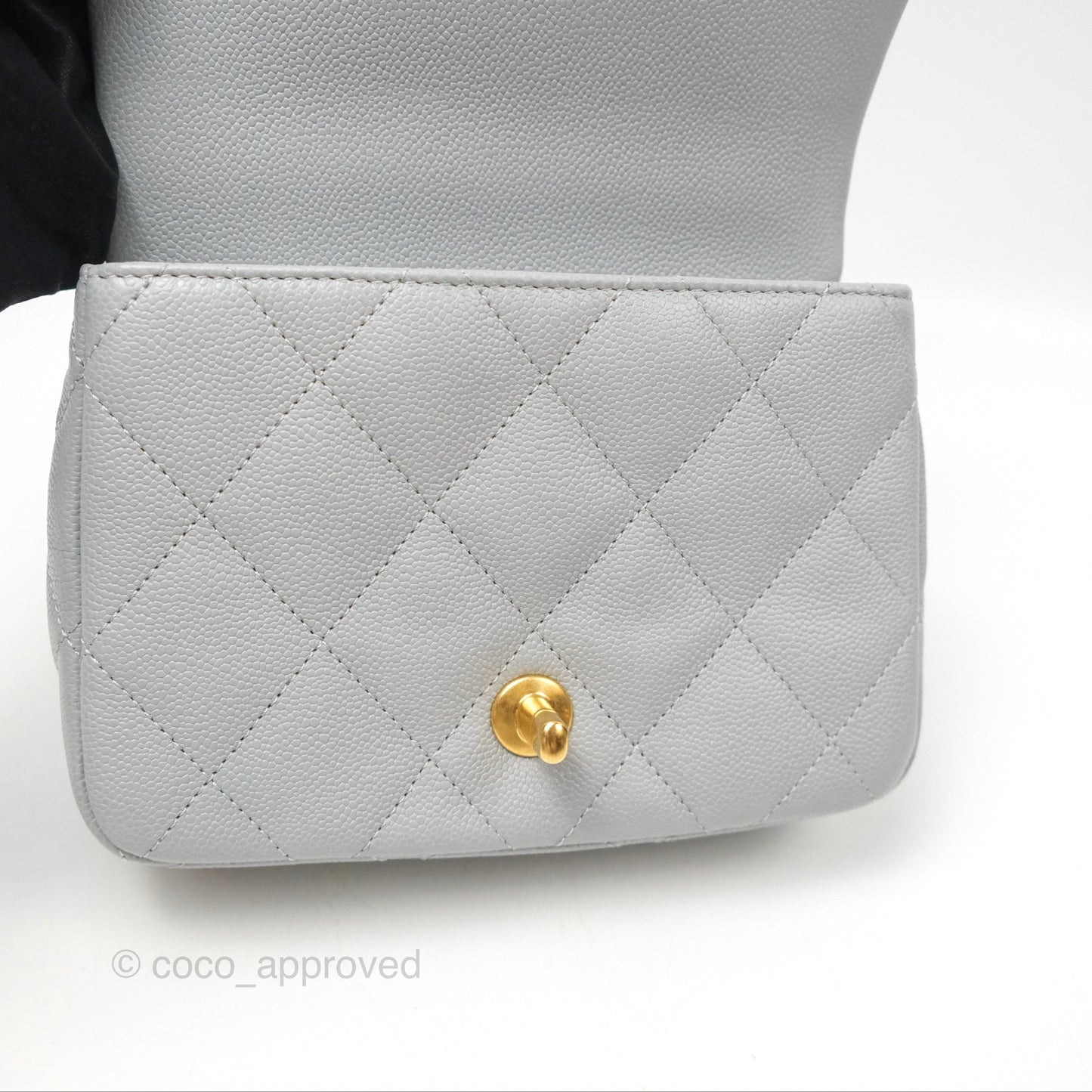 Chanel Mini Flap Bag Heart Adjustable Chain Grey Caviar Aged Gold Hardware