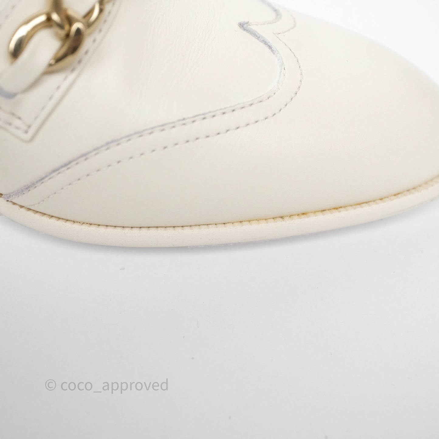 Chanel Chain White Calfskin Loafers Size 36