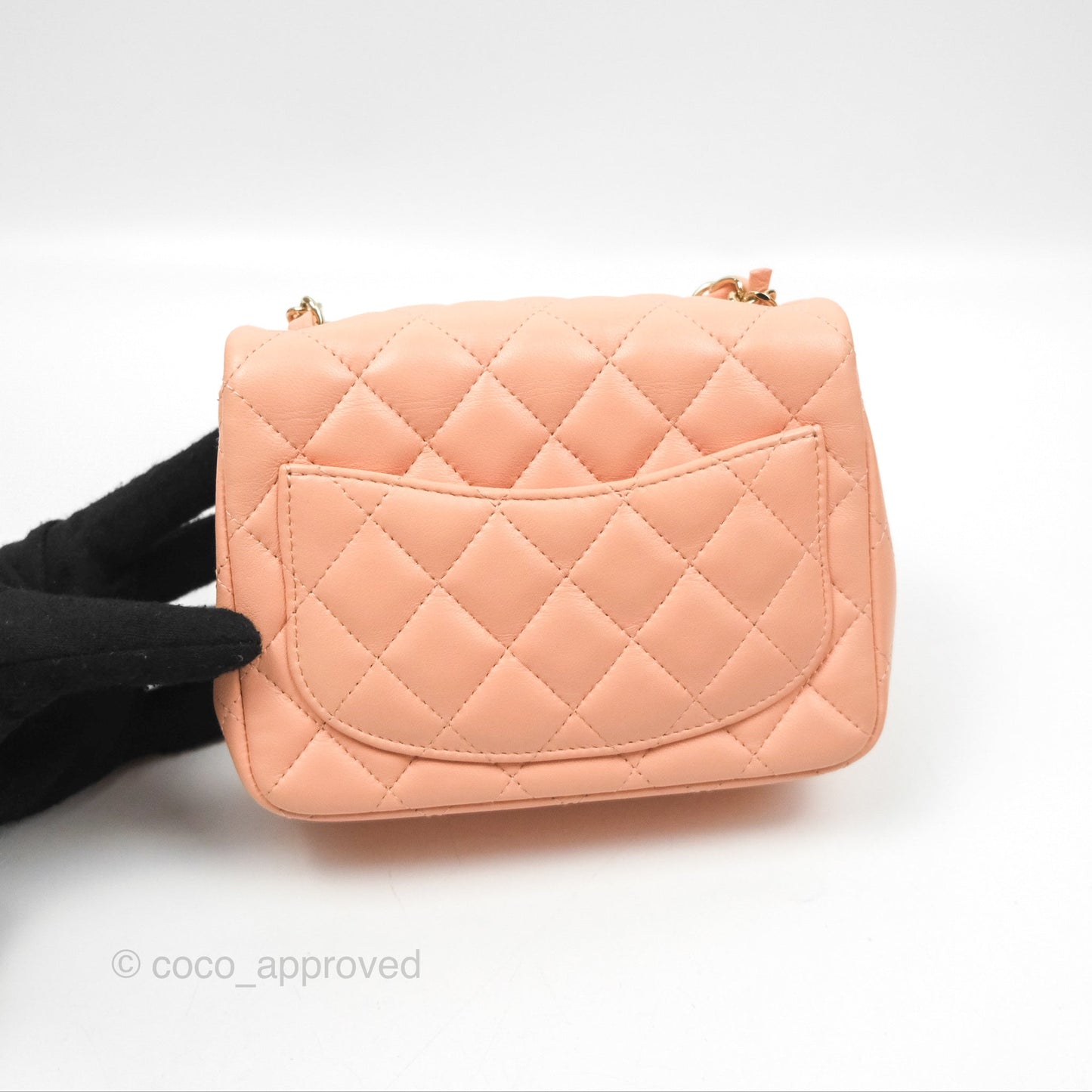 Chanel Quilted Mini Square Lambskin Light Beige Pink Gold Hardware