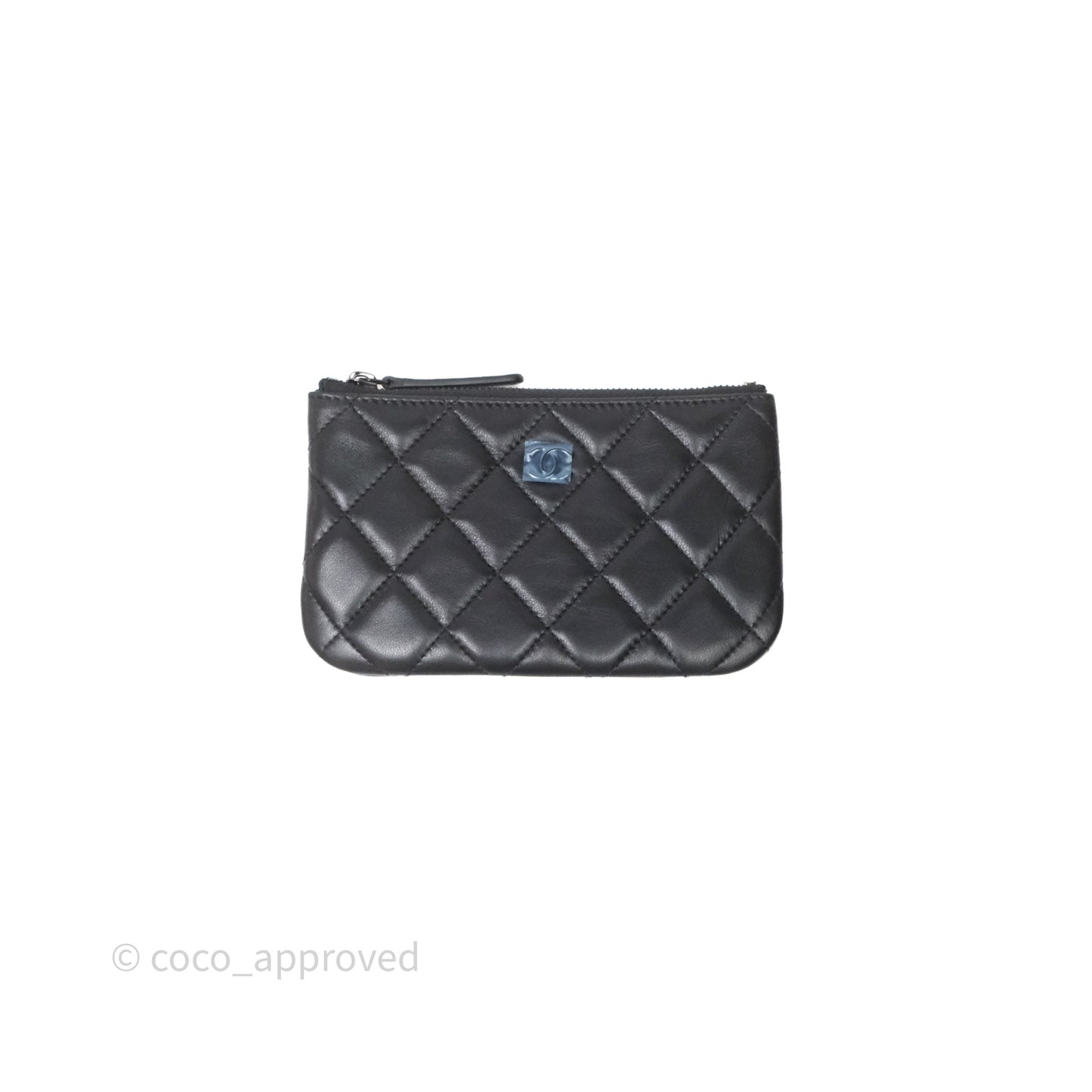 Chanel Classic Mini Quilted O Case So Black Lambskin Black Hardware