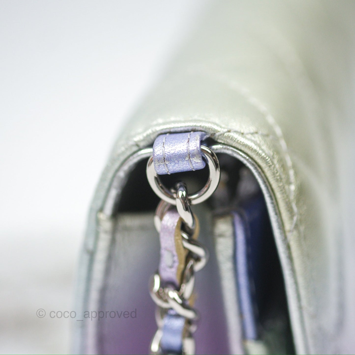 Chanel Classic Quilted Wallet on Chain WOC Iridescent Rainbow Calfskin 21K