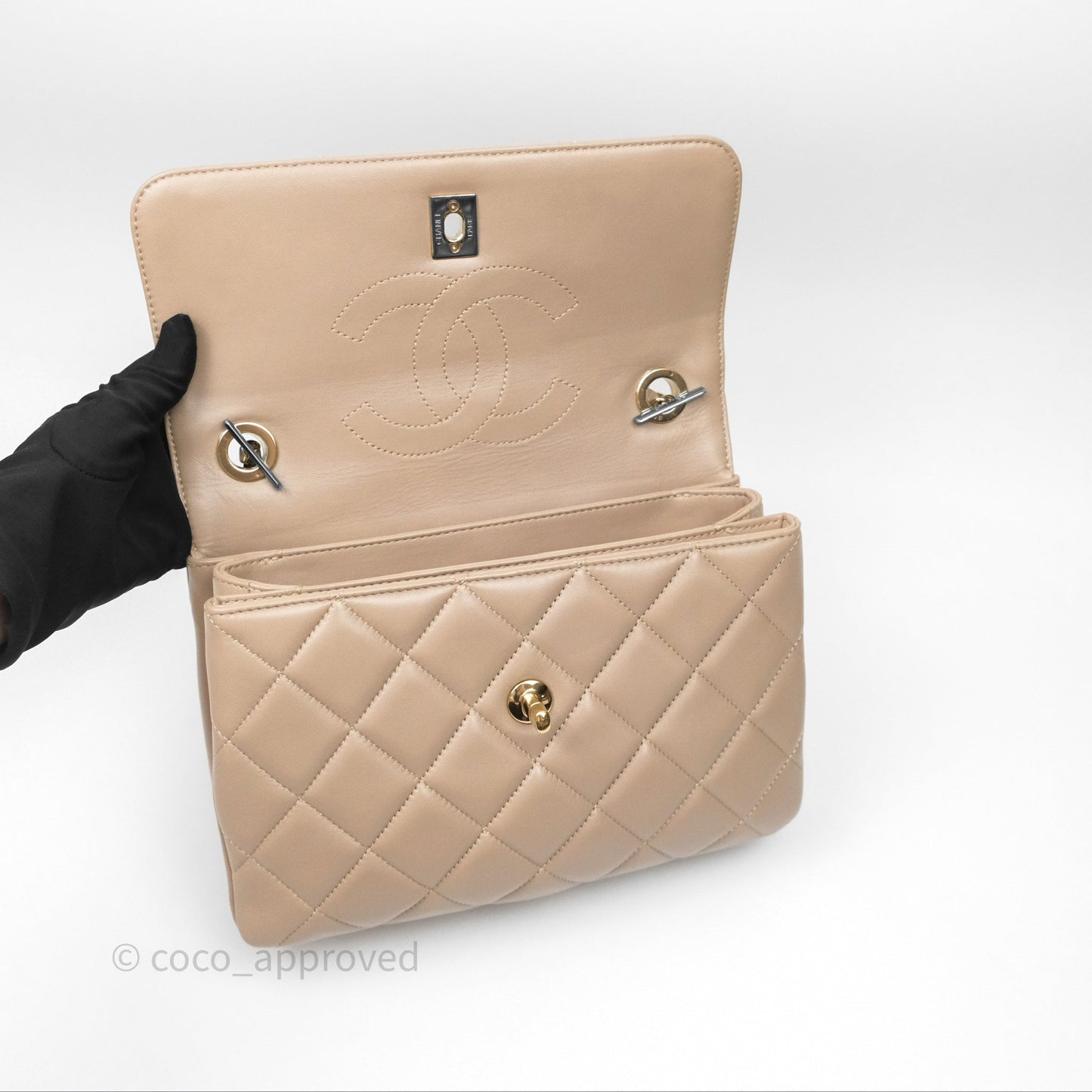 Chanel Small Trendy CC Beige Lambskin Gold Hardware