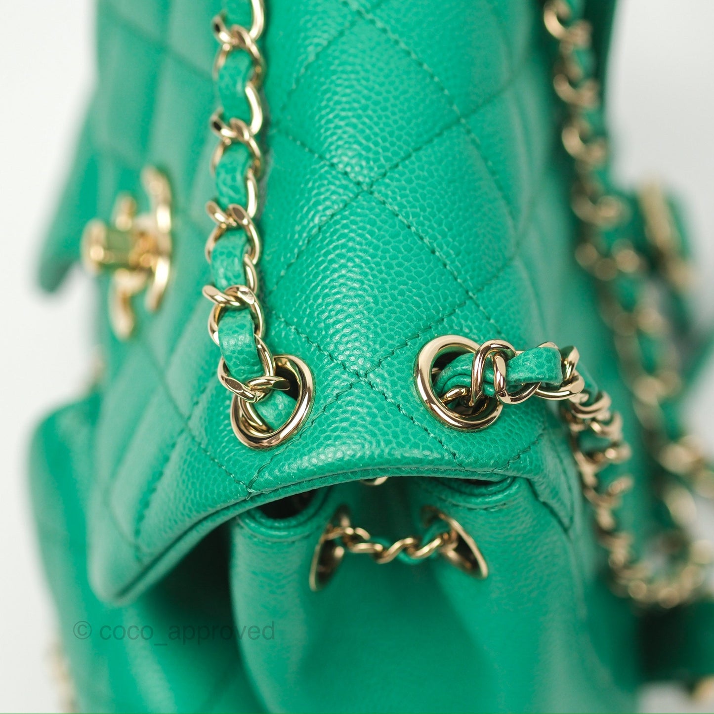 Chanel Duma Backpack Small Green Caviar Gold Hardware 23P