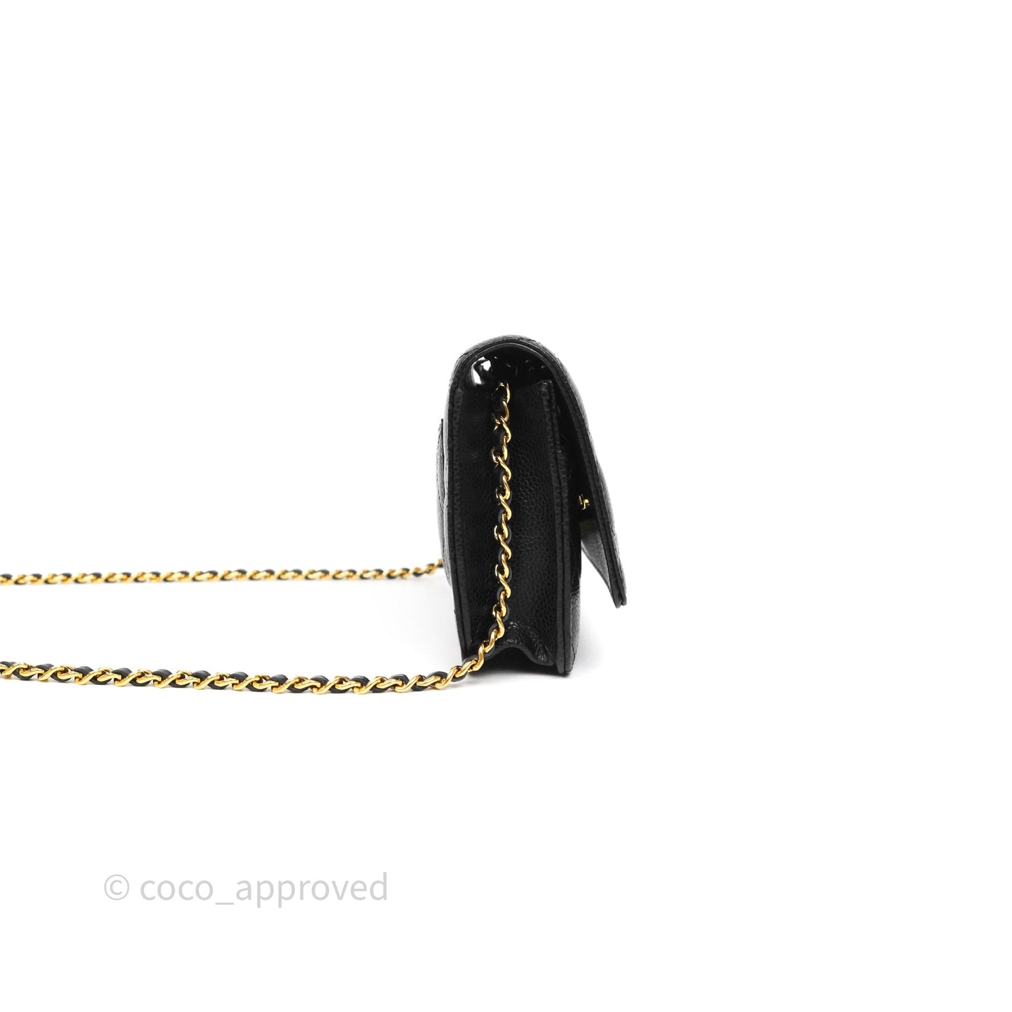 Chanel Classic Wallet On Chain WOC Quilted Black Caviar Gold Hardware