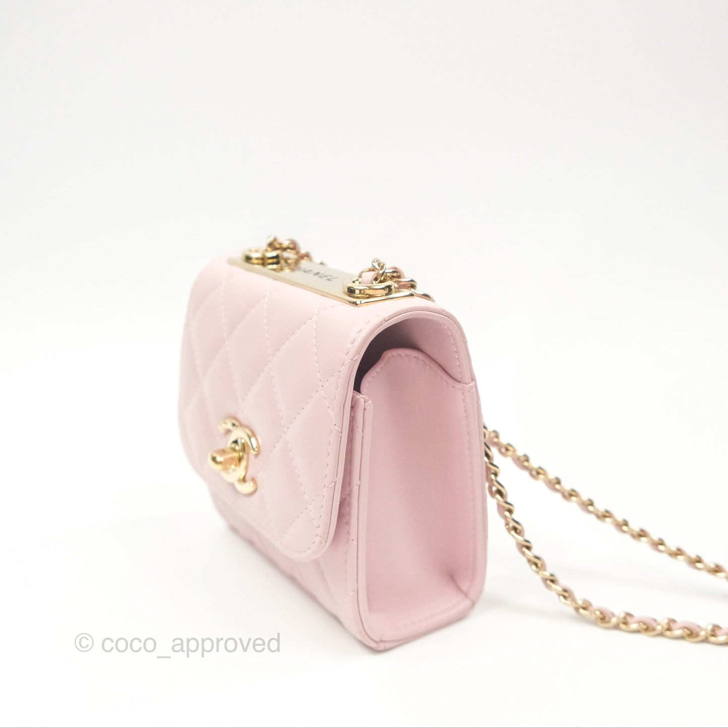 Chanel Mini Quilted Trendy CC Clutch With Chain Lilac Rose Clair Lambskin Gold Hardware
