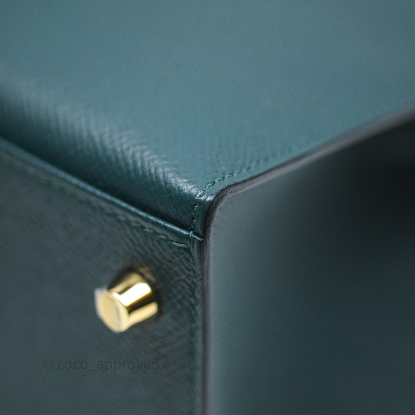 Hermès Kelly 28 Sellier Vert Cypres 6O Epsom Gold Hardware