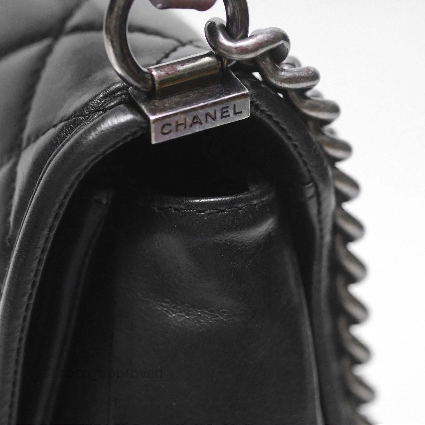 Chanel Quilted Large Prestige Top Handle Flap Calfskin Black Ruthenium Hardware