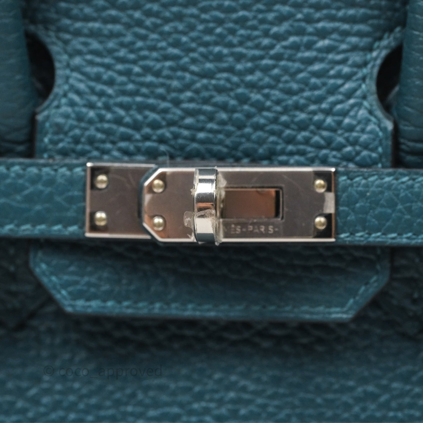 Hermès Birkin 25 Retourne Vert Bosphore W0 / Bleu Océan Z7 Togo Palladium Hardware