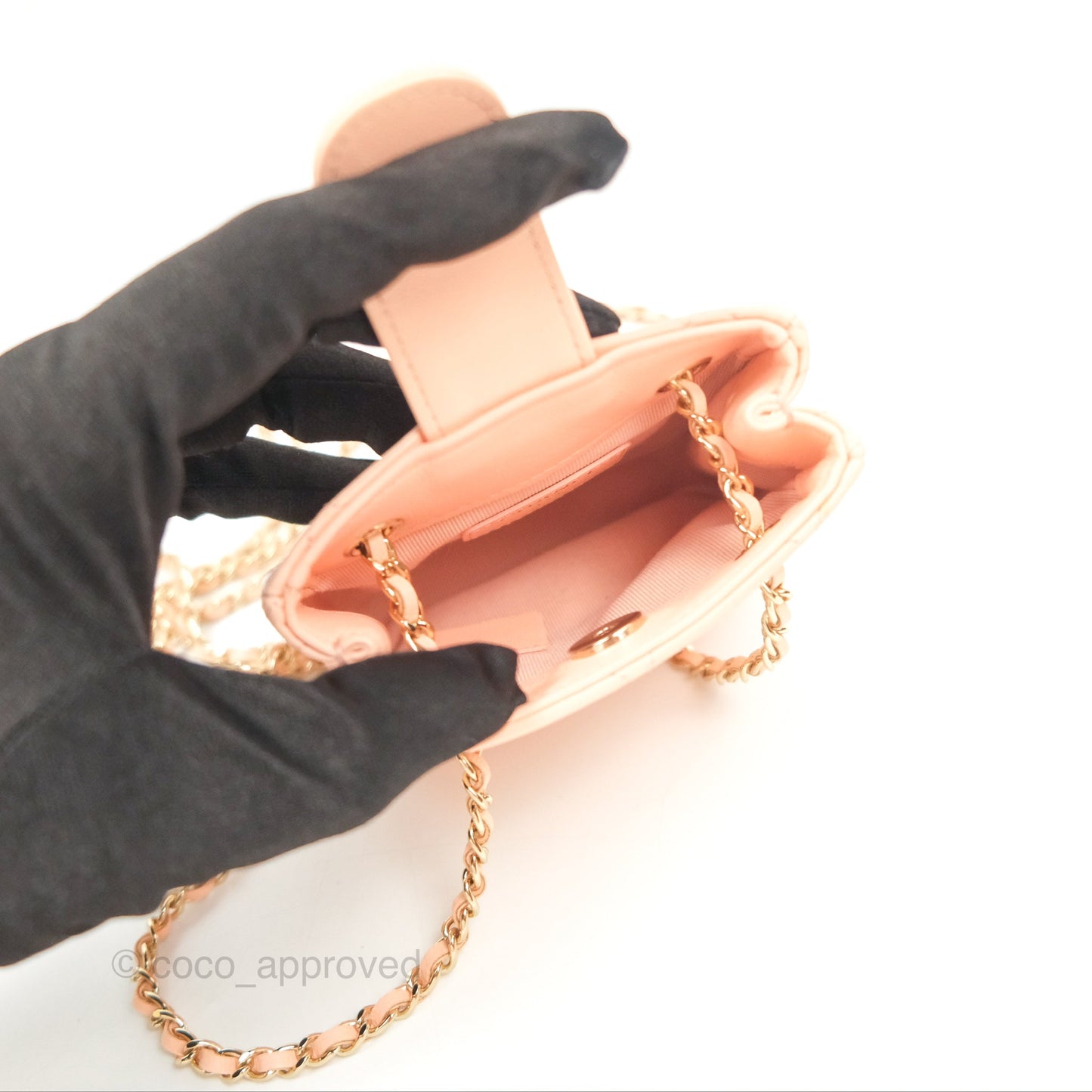 Chanel Mini Clutch With Chain Light Beige Pink Lambskin Gold Hardware