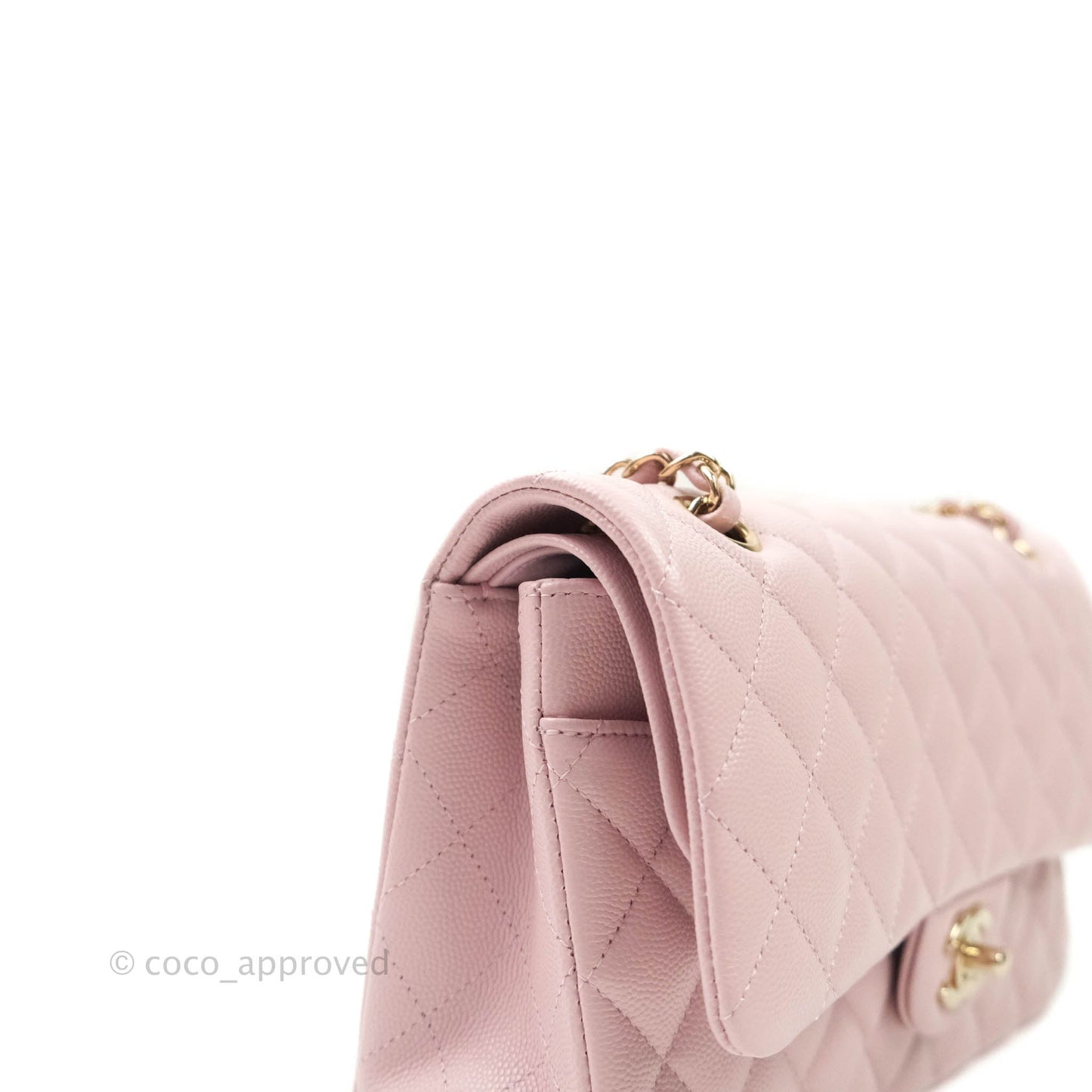 Chanel M/L Medium Double Flap Bag Lilac Rose Clair Caviar Gold Hardware 21S