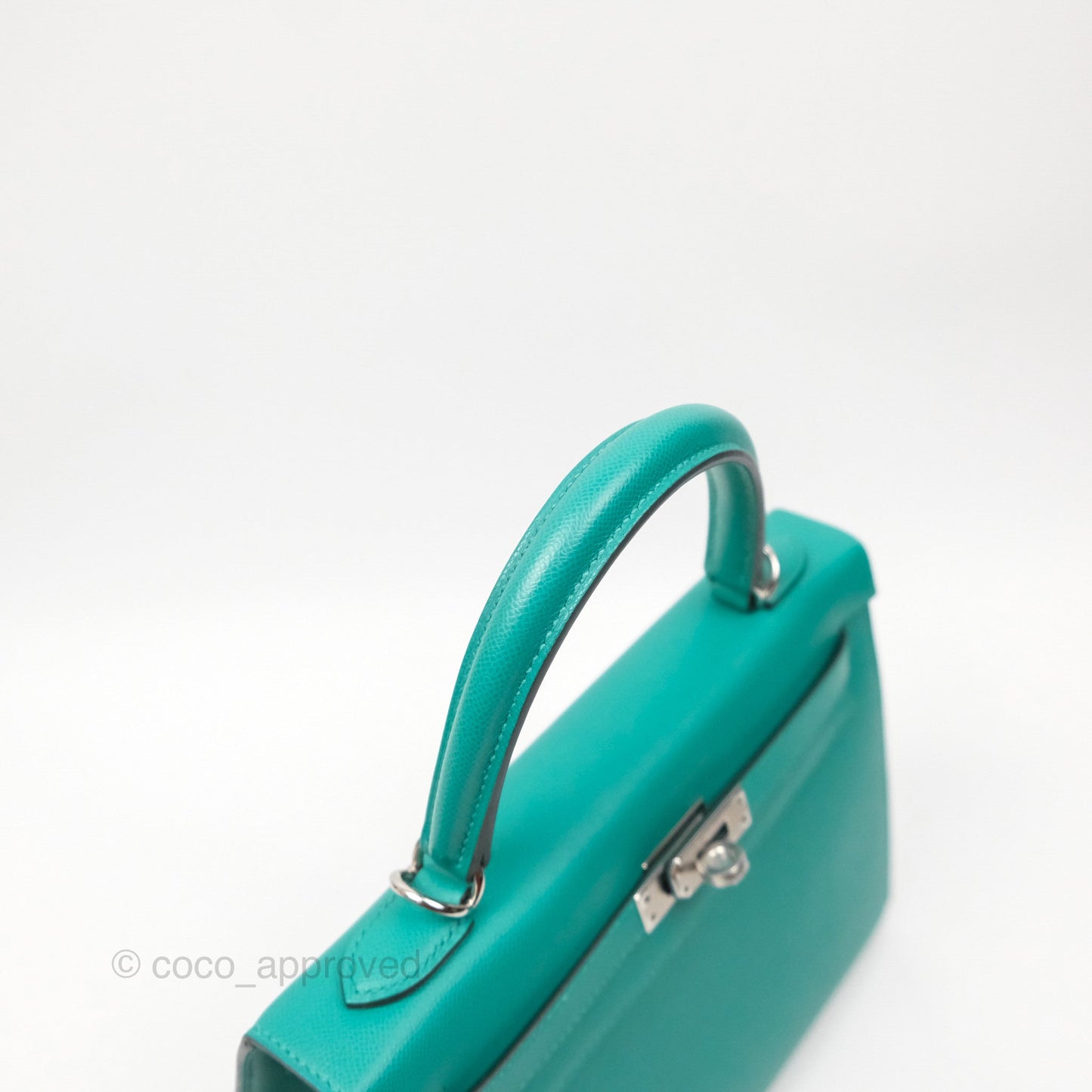 Hermès Sellier Kelly 25 Madame Leather Vert Verone U1/ Bleu De Prusse 7P Palladium Hardware