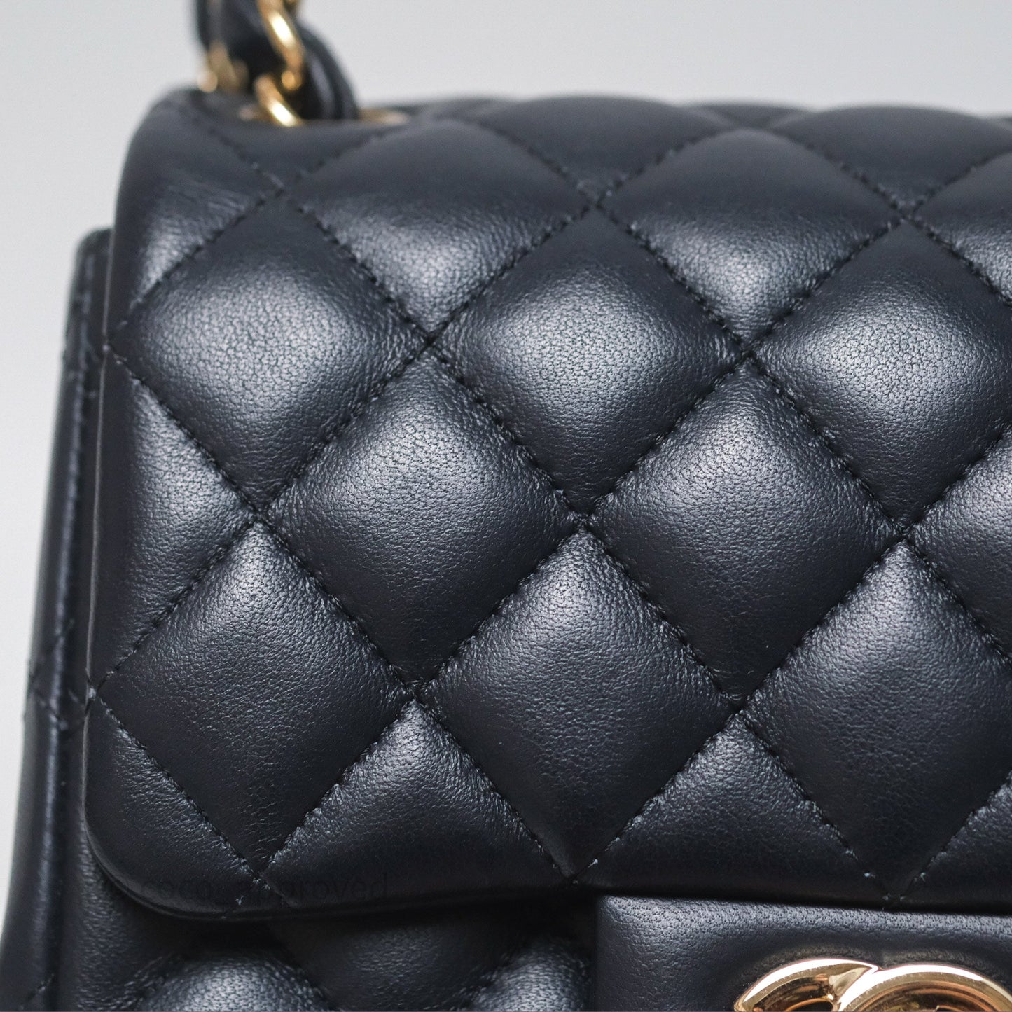 Chanel Mini Square Flap Quilted Navy Lambskin Gold Hardware