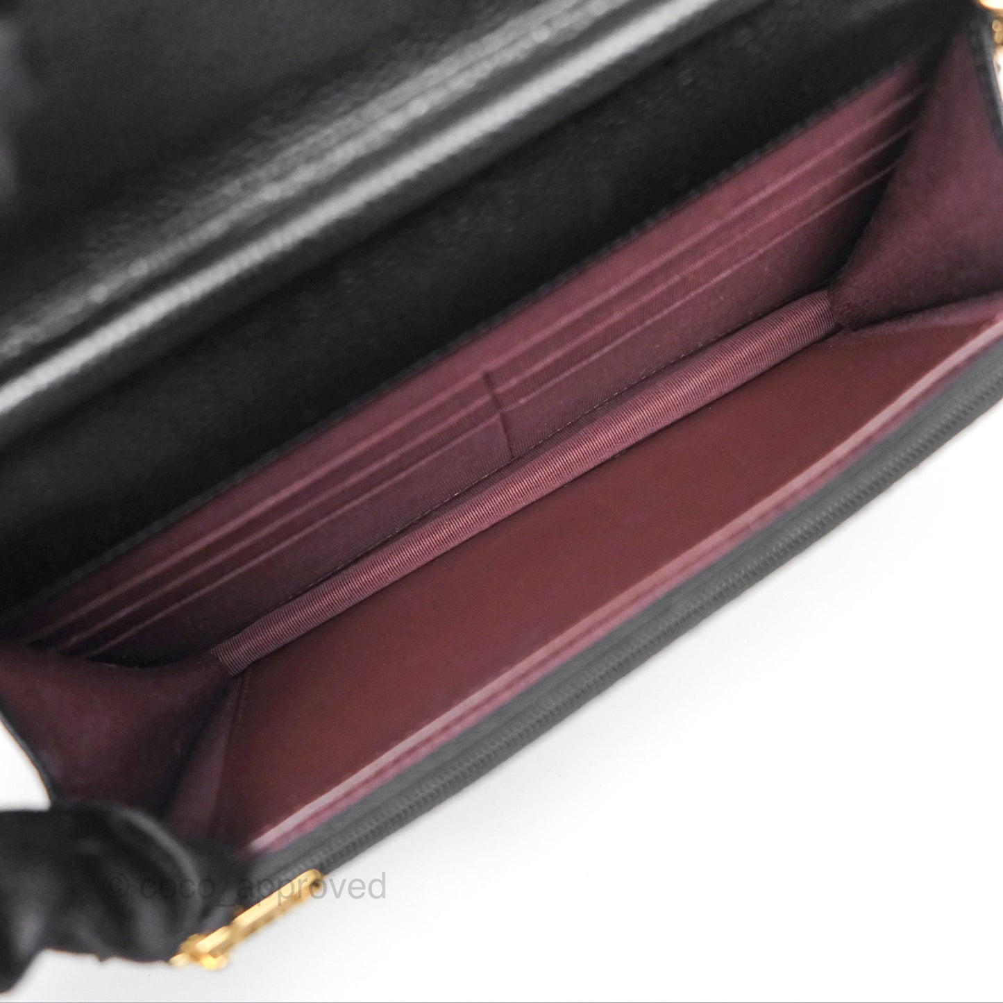 Chanel Classic Wallet On Chain WOC Quilted Black Caviar Gold Hardware