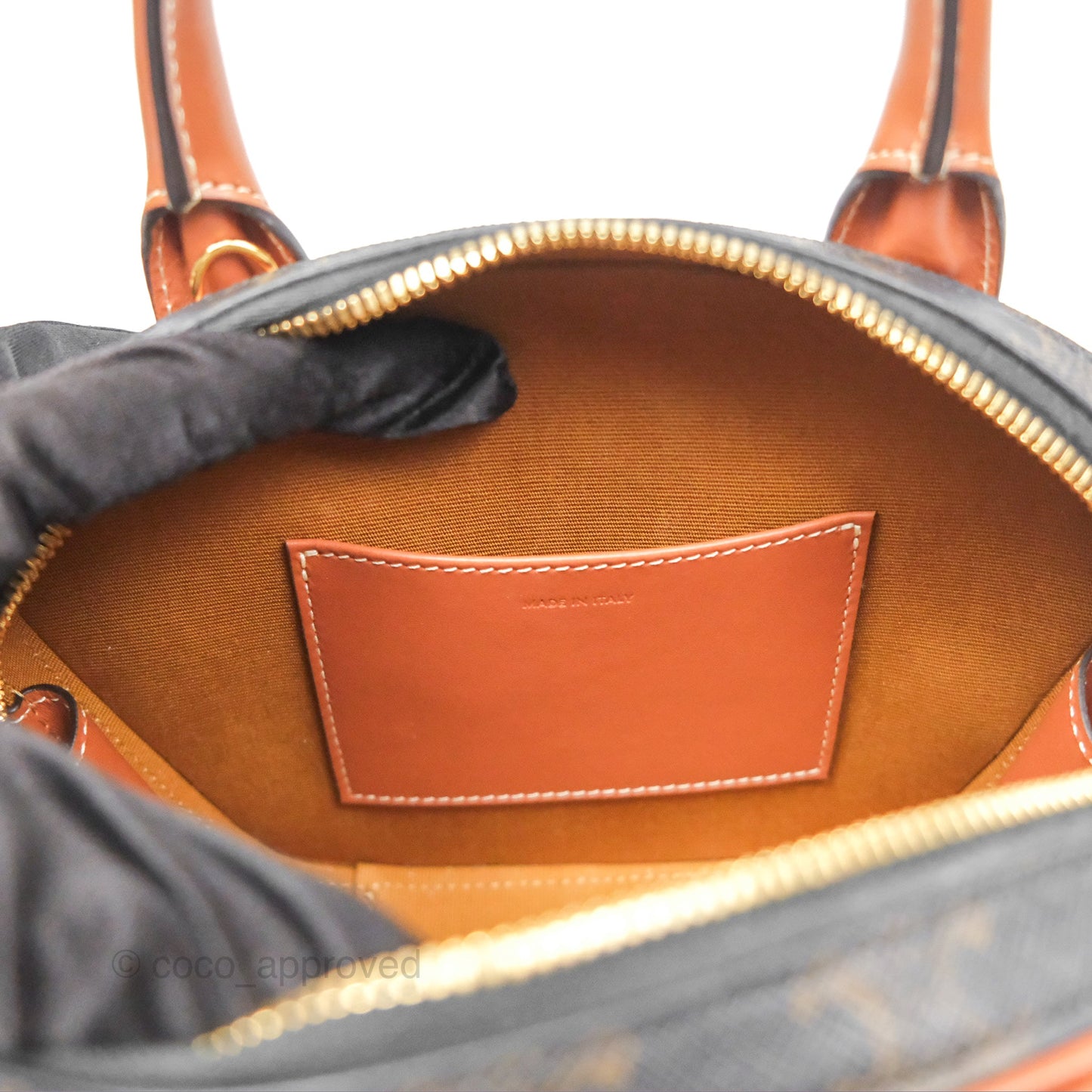 Celine Mini Bowling Bag Triomphe Canvas Tan Calfskin