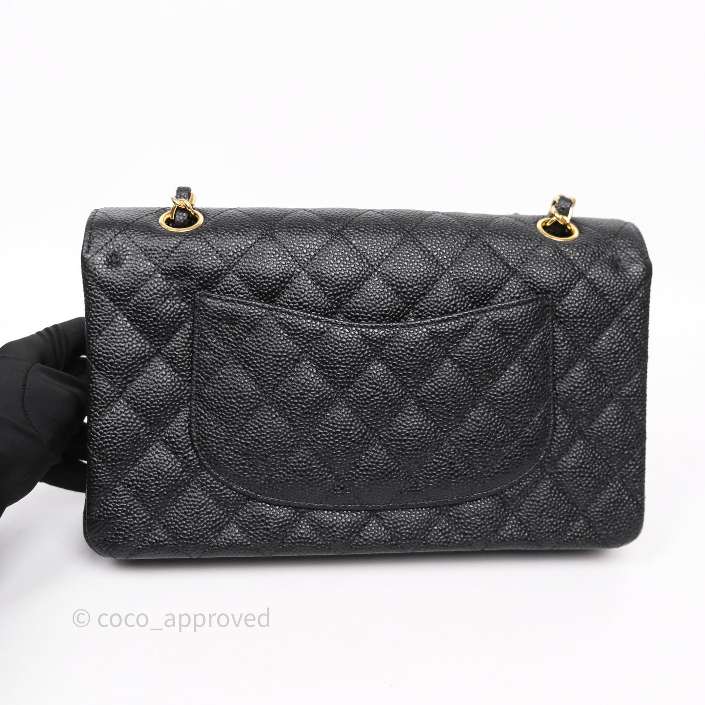 Chanel Classic M/L Medium Flap Quilted Black Caviar Gold Hardware