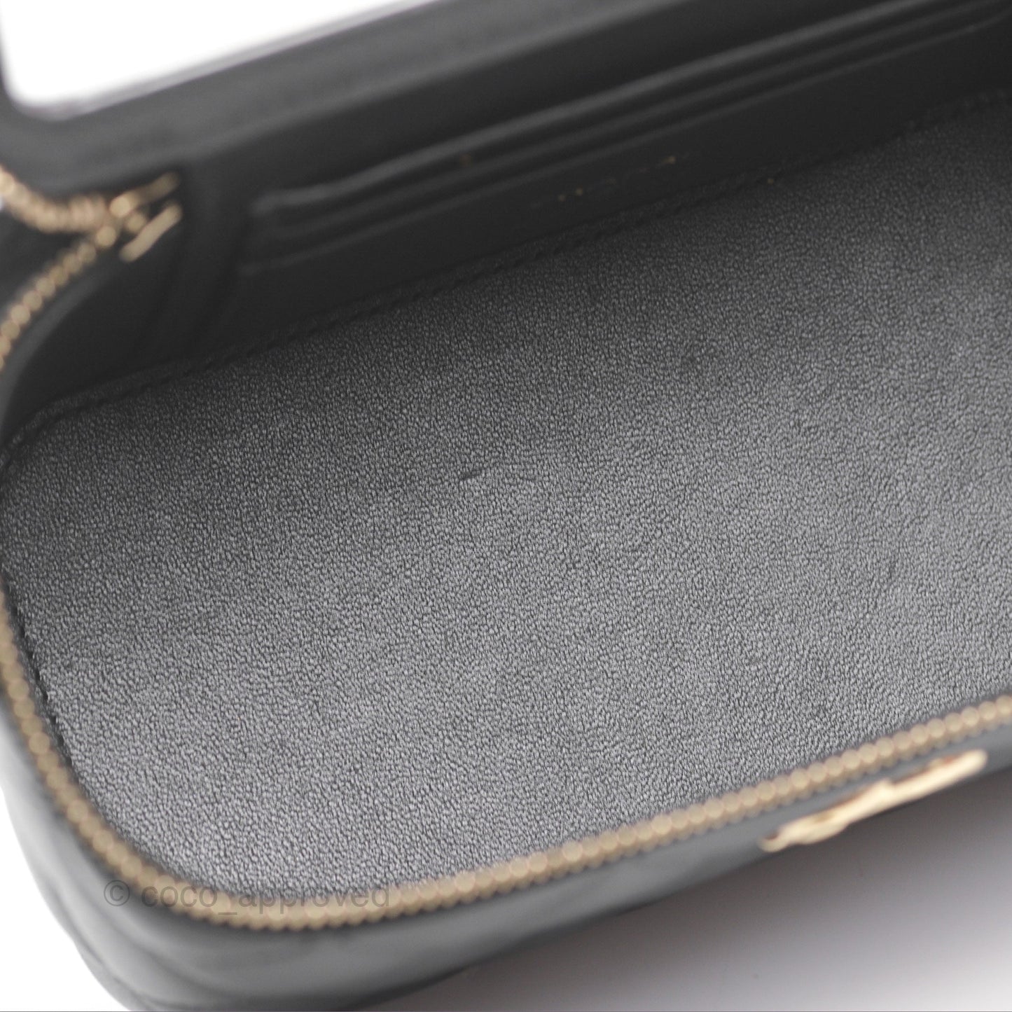 Chanel Top Handle Vanity Rectangular Black Lambskin Gold Hardware