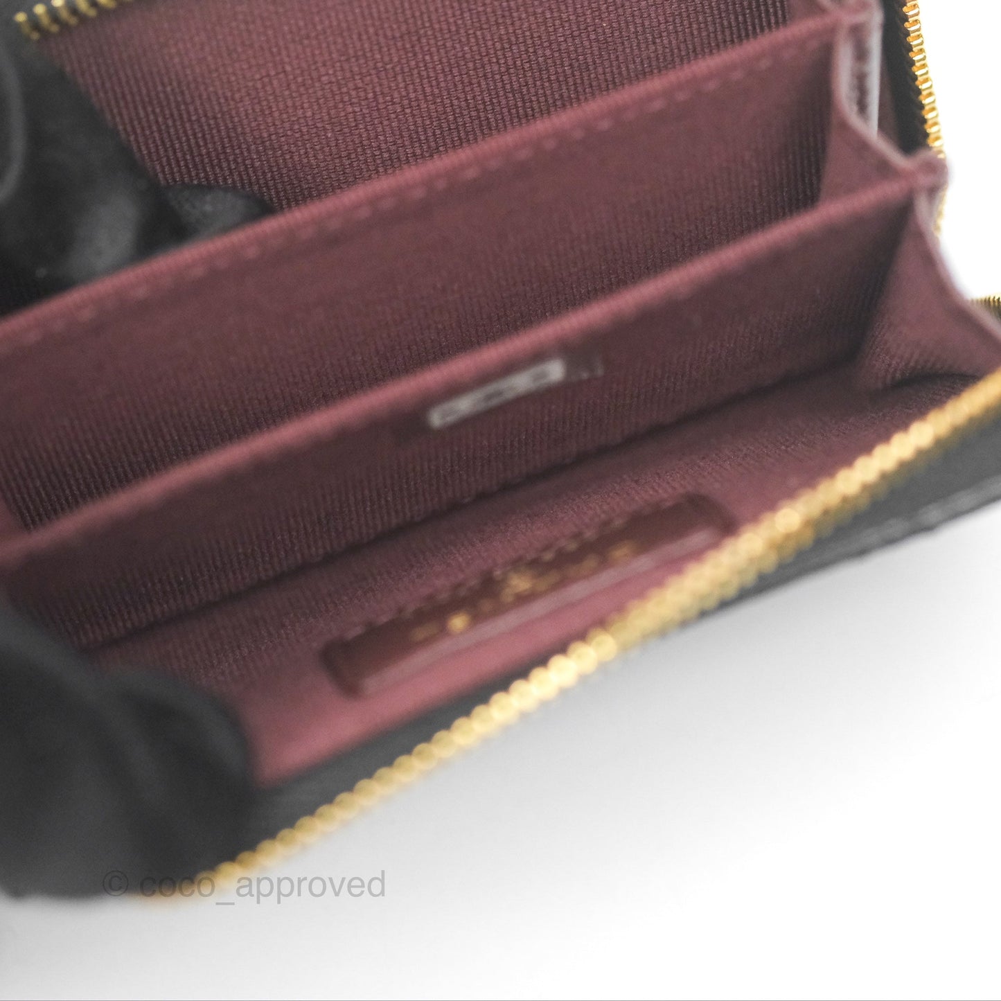 Chanel Classic Zipped Coin Purse Black Caviar Gold Hardware