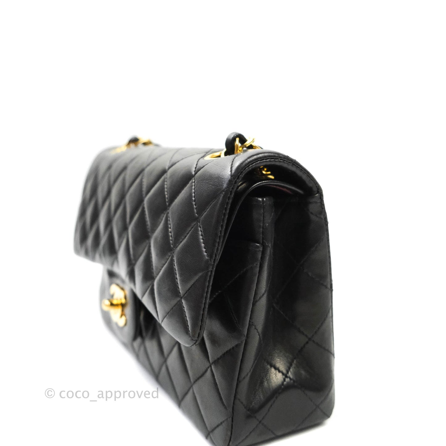 Chanel Classic Vintage Small S/M Flap Black Lambskin 24K Gold Hardware
