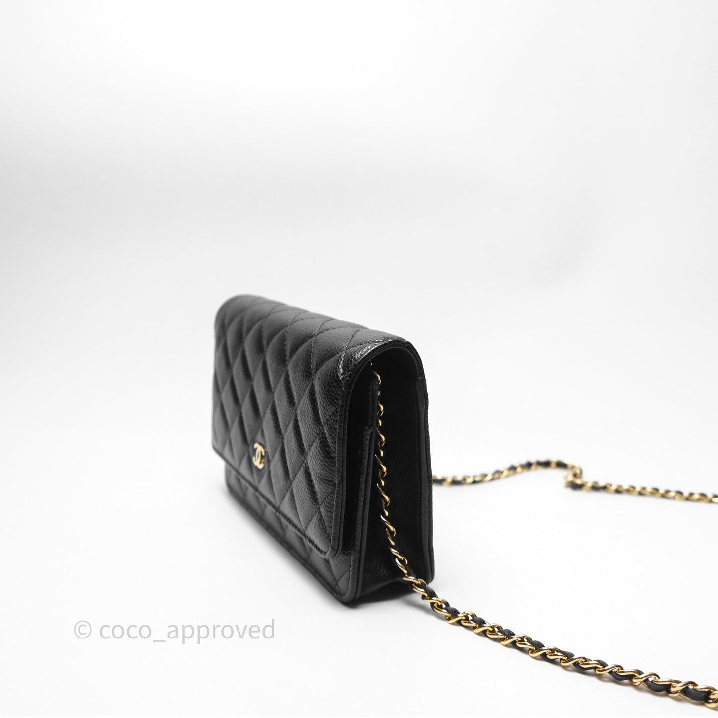 Chanel Quilted WOC Black Caviar Gold Hardware