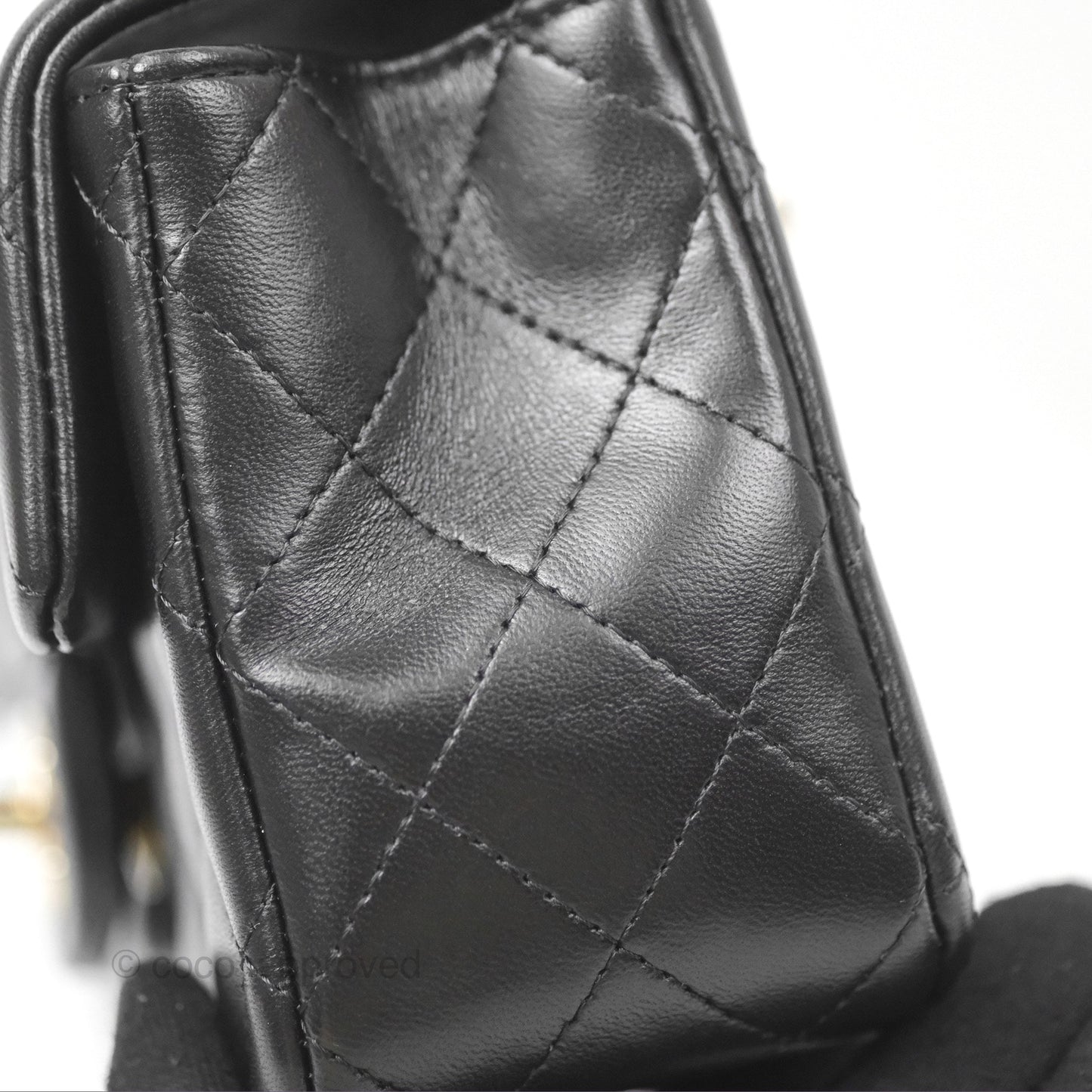 Chanel Top Handle Mini Rectangular Flap Bag with Charm Black Lambskin Gold Hardware