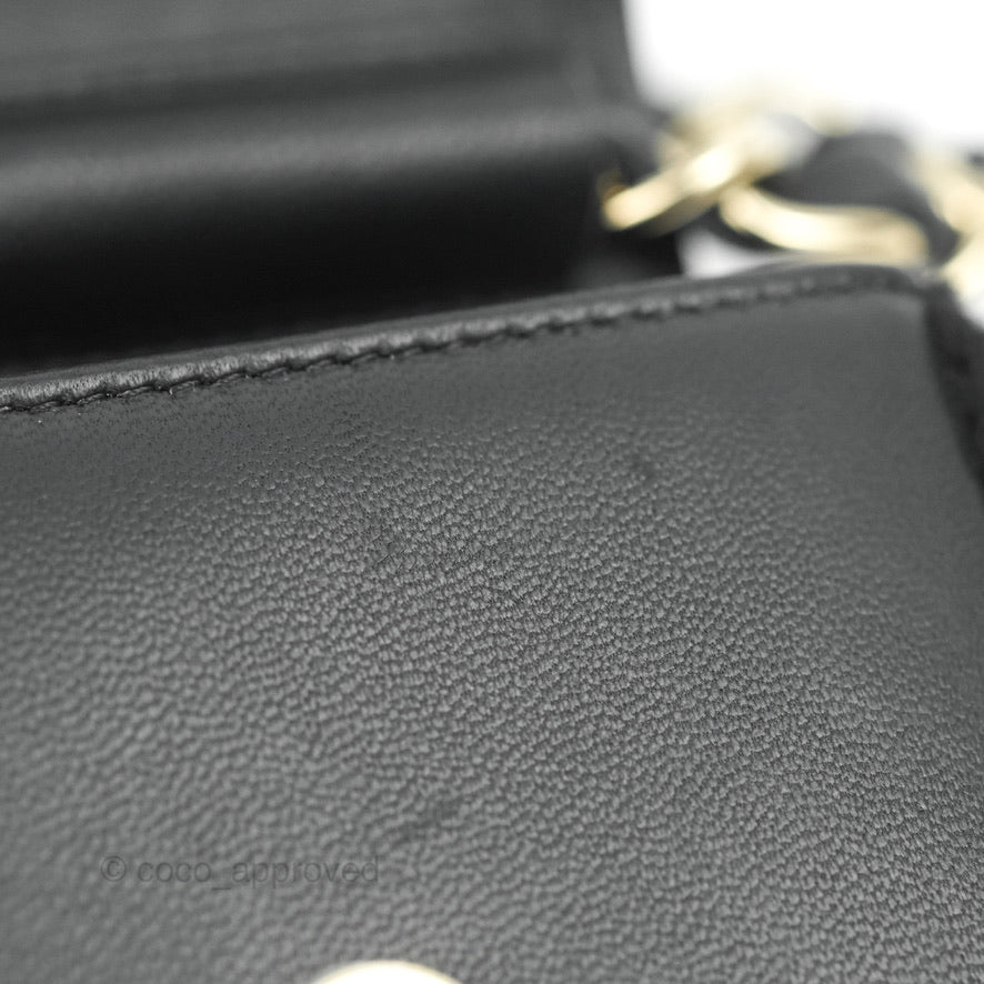 Chanel Mini Bag Black Lambskin Crochet Gold Hardware 22C
