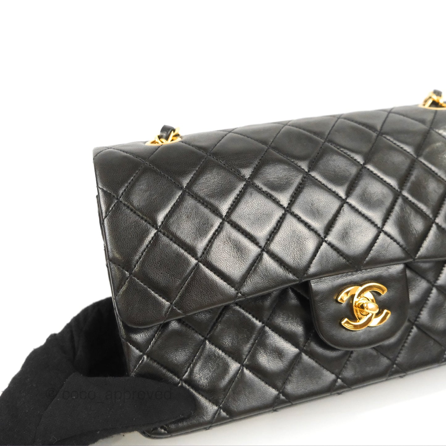 Chanel Vintage Medium Classic Flap Black Lambskin 24K Gold Hardware