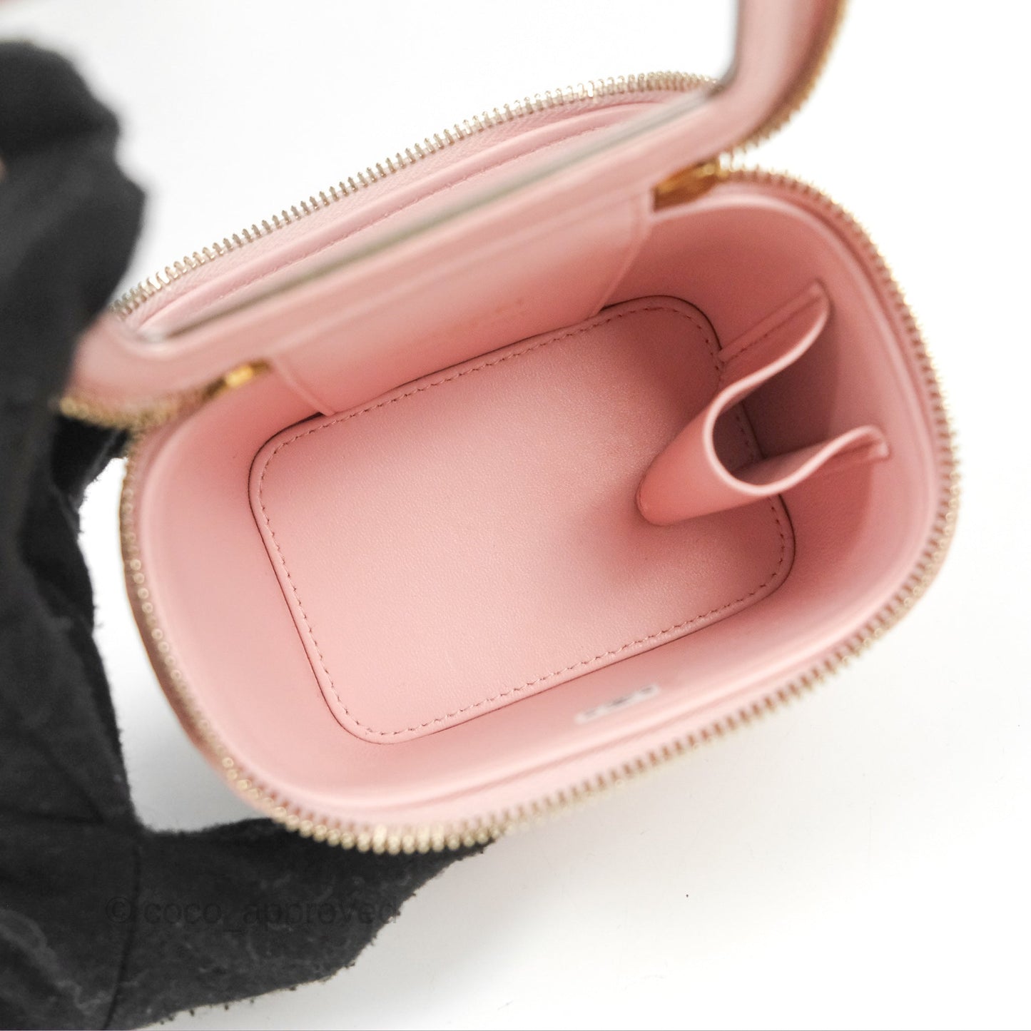 Chanel Mini Vanity With Chain Adjustable Camellia Light Pink Lambskin Aged Gold Hardware