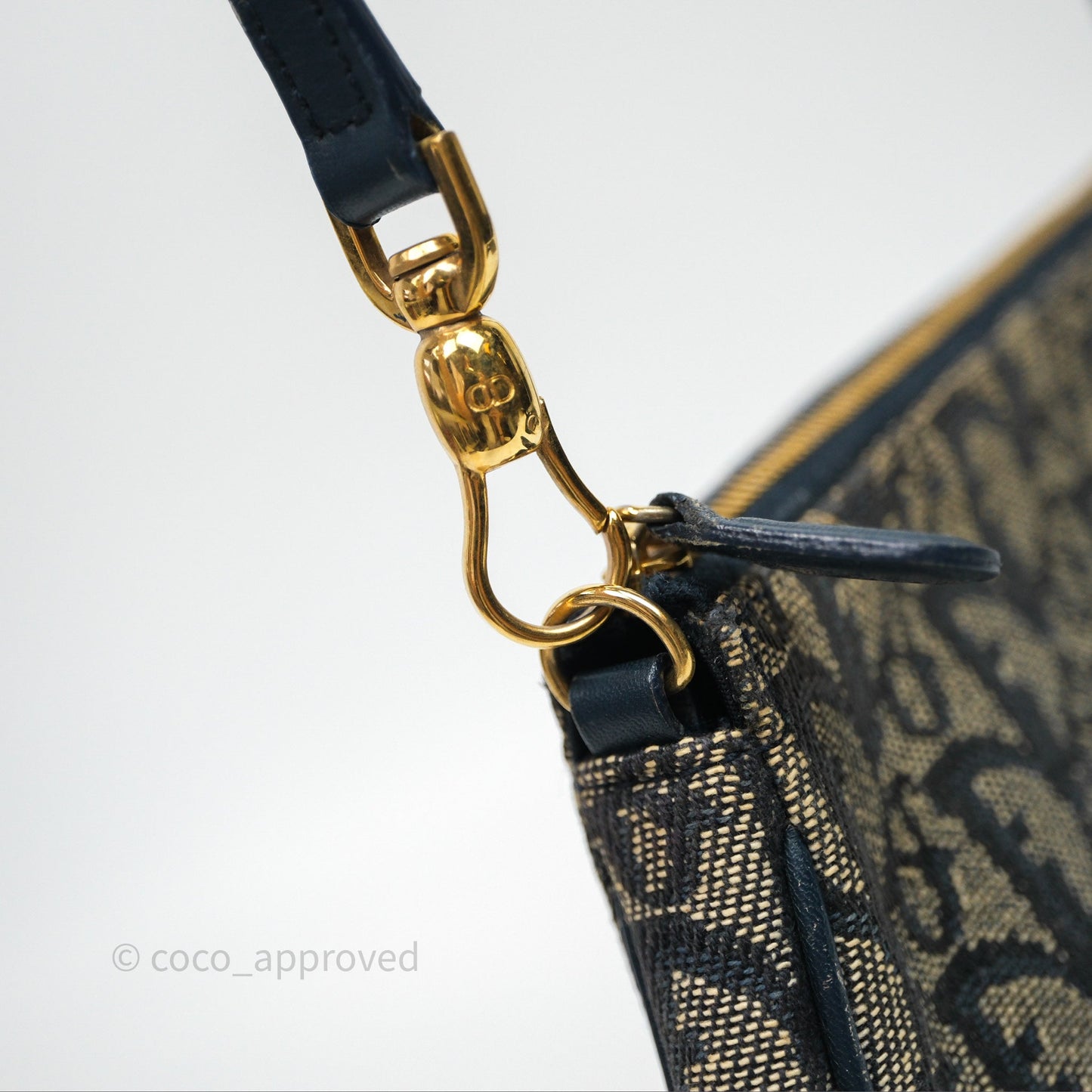 Christian Dior Vintage Mini Saddle Bag Blue Oblique Jacquard