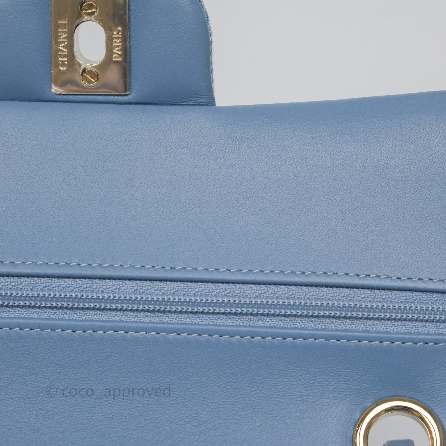 Chanel Quilted Small Double Flap Blue Printed Denim Gold Hardware