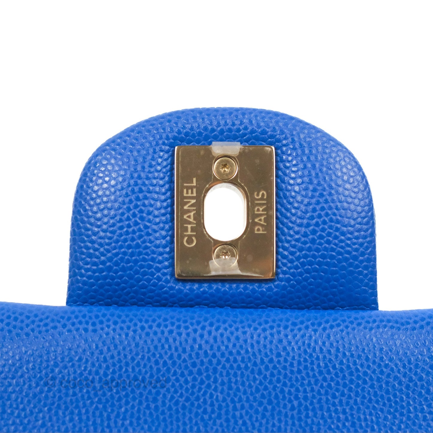 Chanel Small Classic Quilted Flap Blue Caviar Gold Hardware