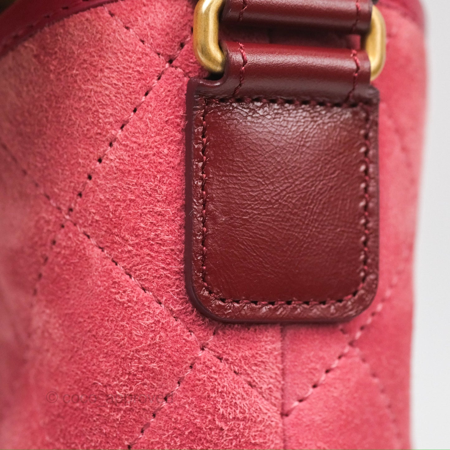Chanel Small Gabrielle Hobo Quilted Red Velvet Aged Calfskin