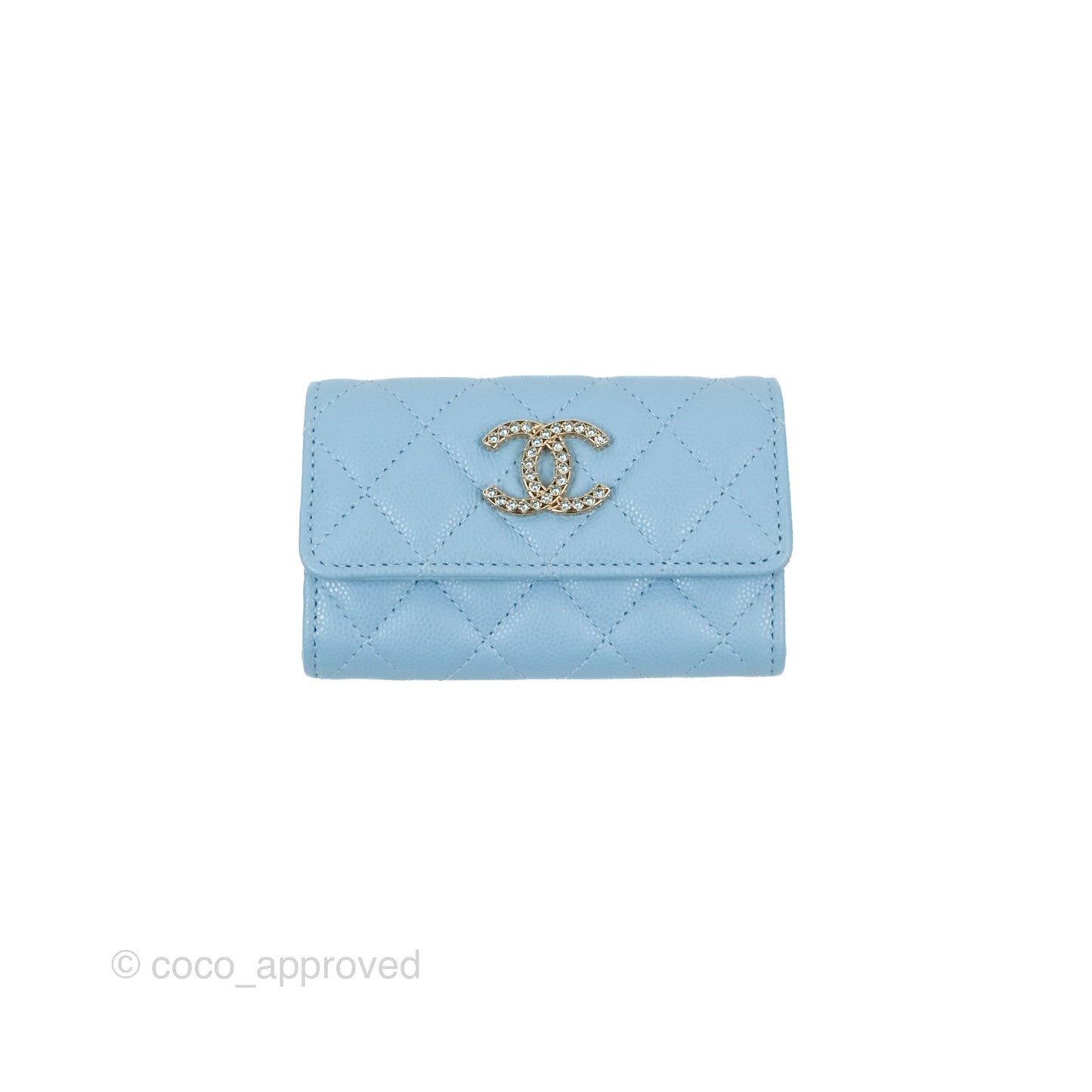 Chanel Crystal CC Quilted Flap Card Holder Blue Caviar