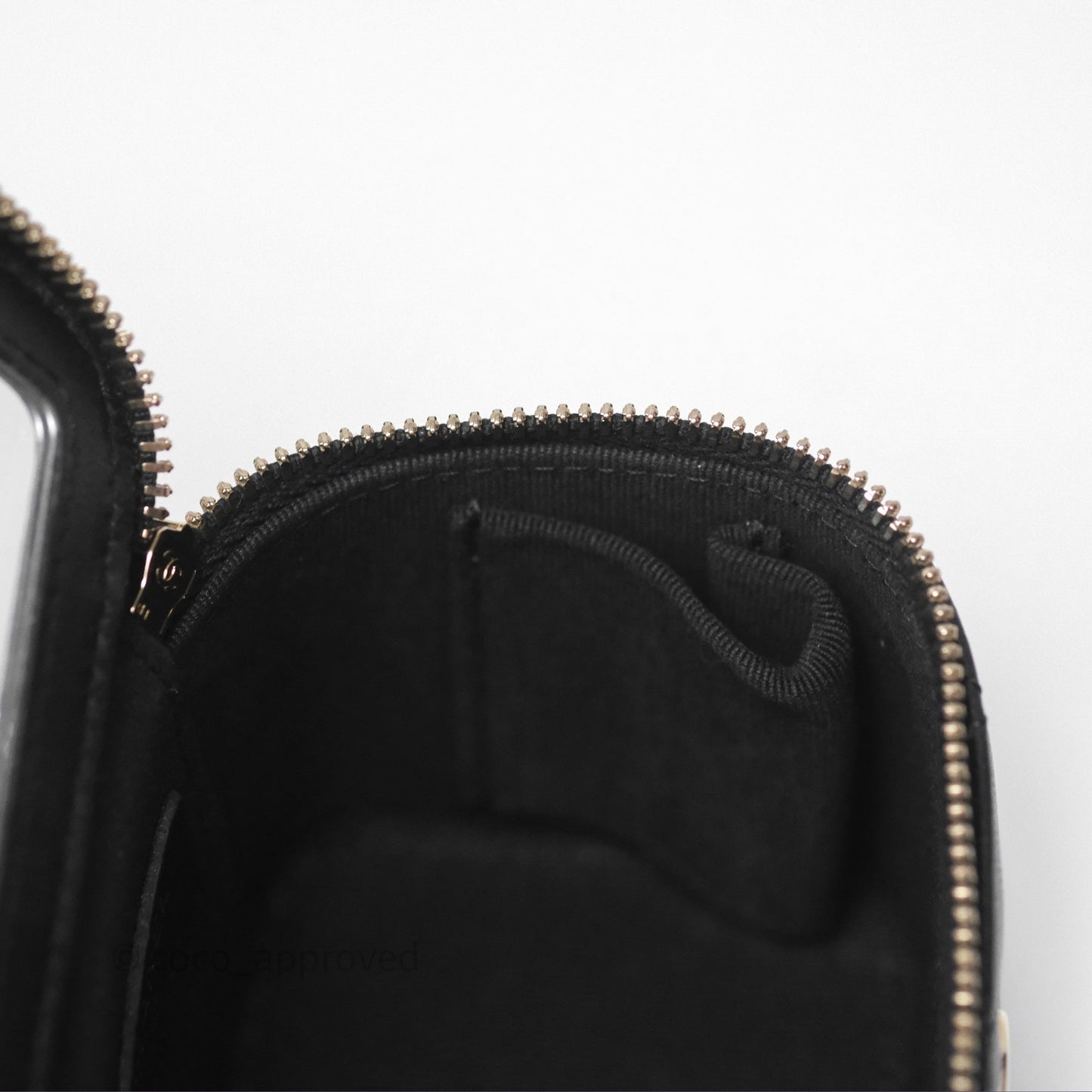 Chanel Mini Vanity With Pearl Chain Black Lambskin Gold Hardware