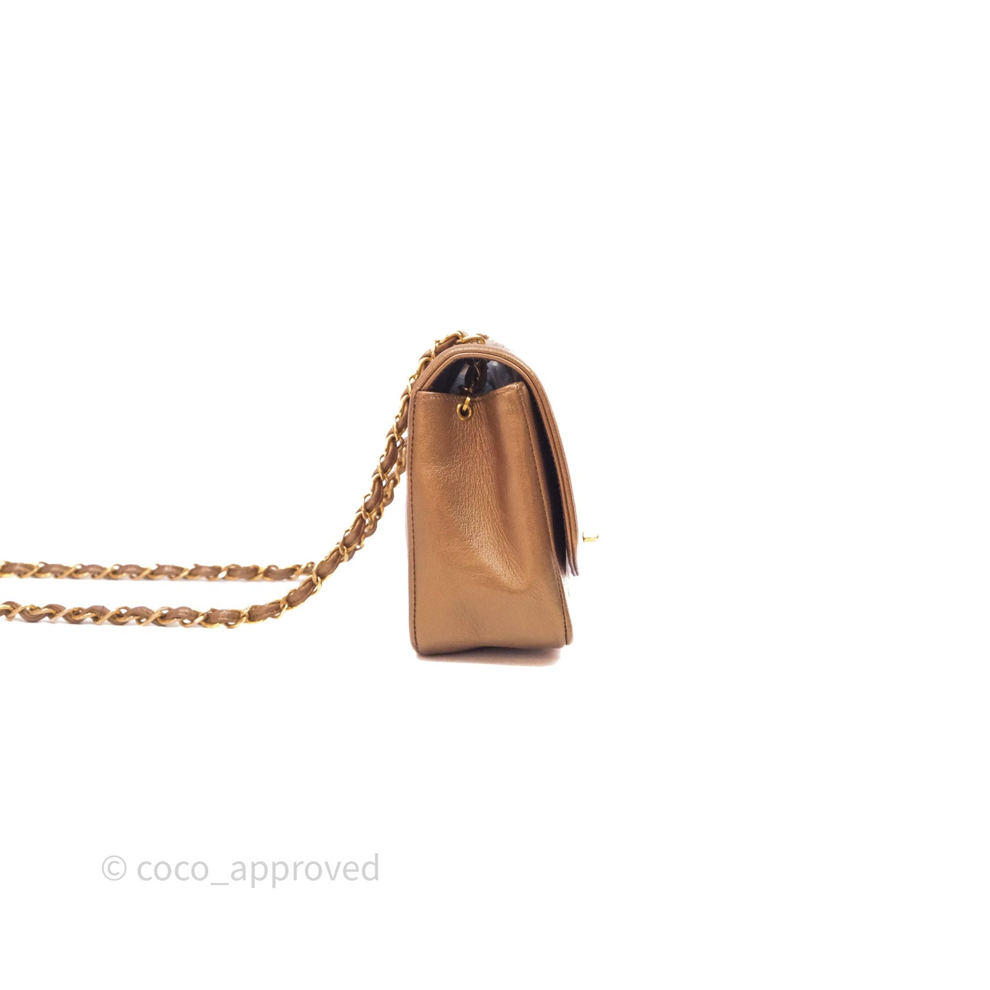 Chanel Vintage Small Quilted Classic Diana Flap Bag Gold Lambskin 24K Gold Hardware