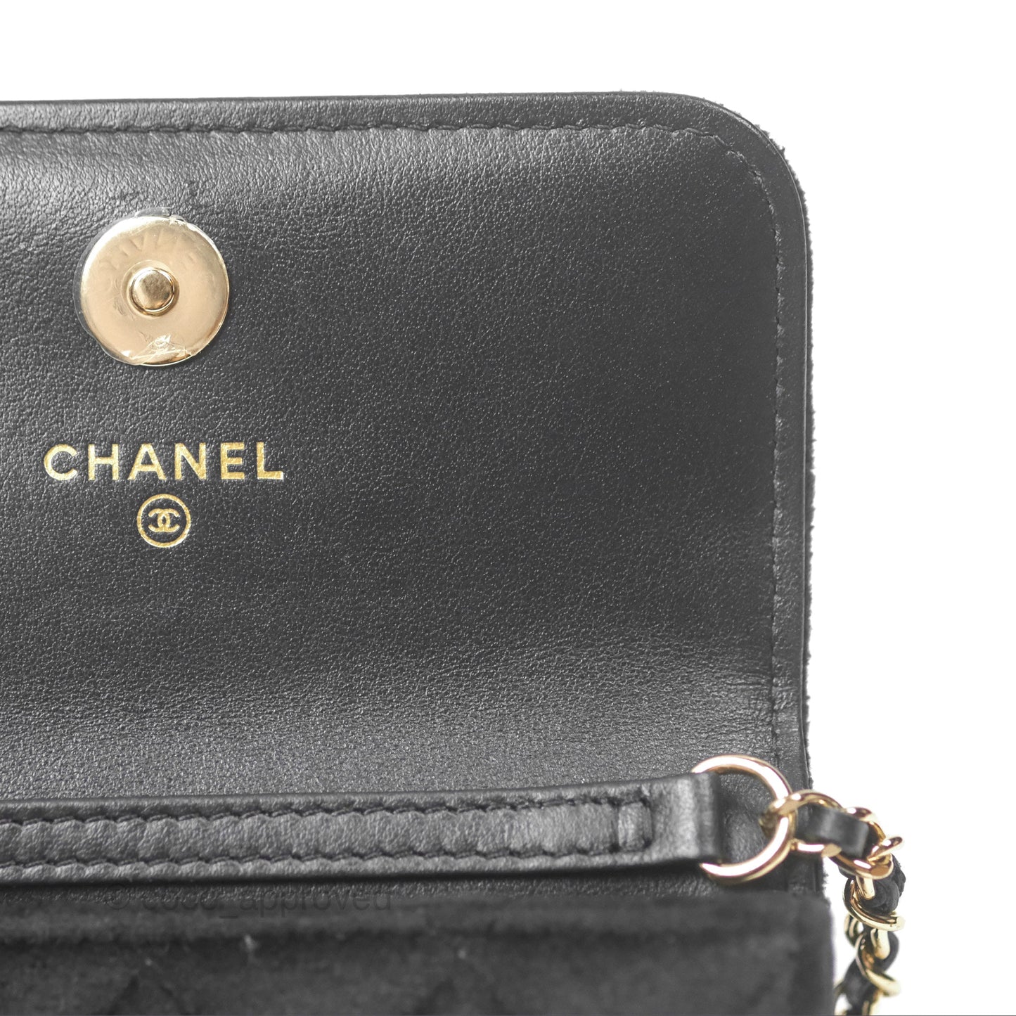 Chanel Crystals Pearl Crush Mini Belt Bag with Chain Black Velvet Gold Hardware