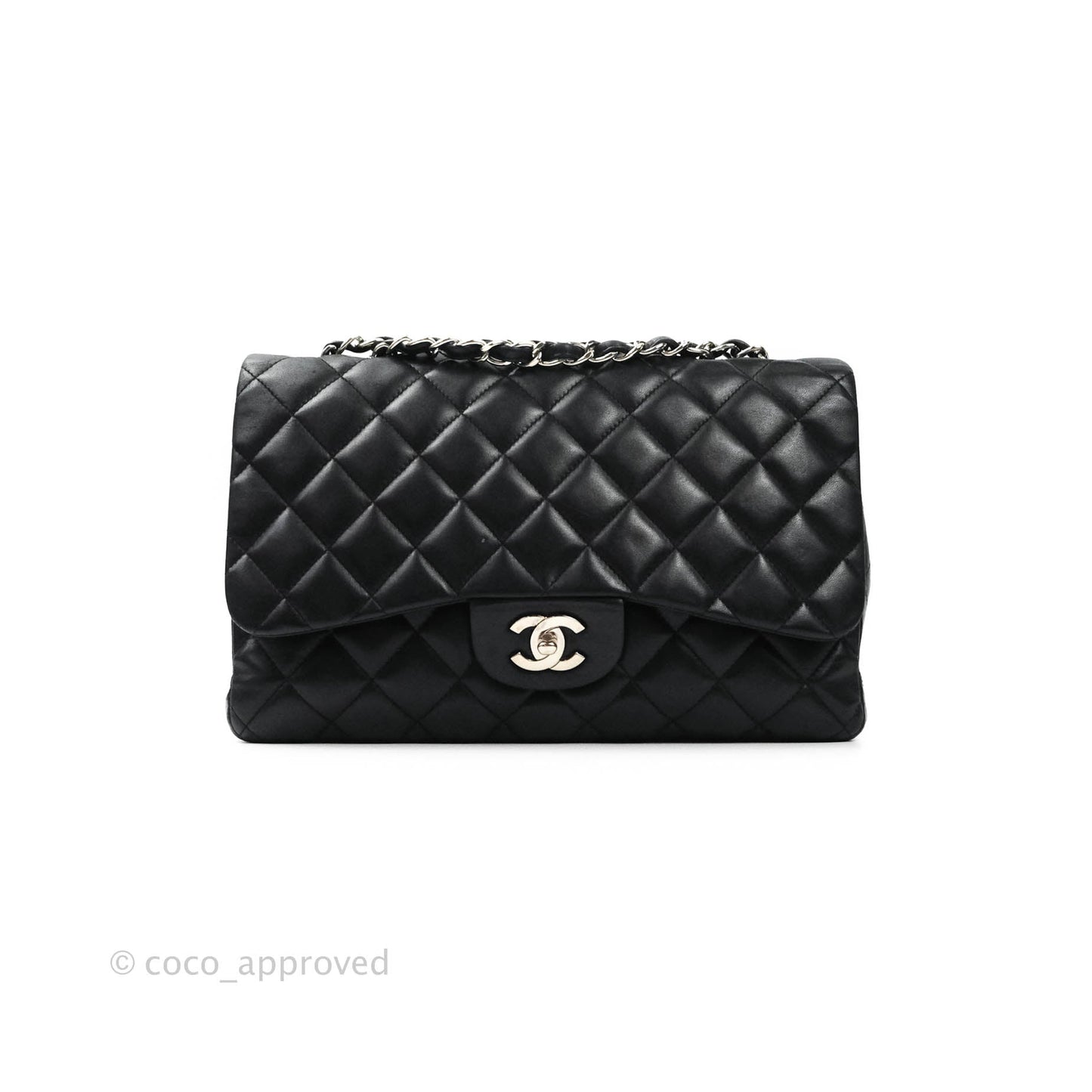 Chanel Jumbo Single Flap Black Lambskin Silver Hardware⁣⁣