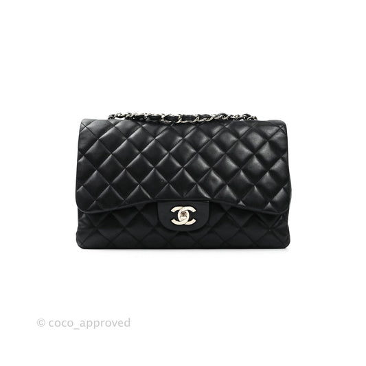 Chanel Jumbo Single Flap Black Lambskin Silver Hardware⁣⁣