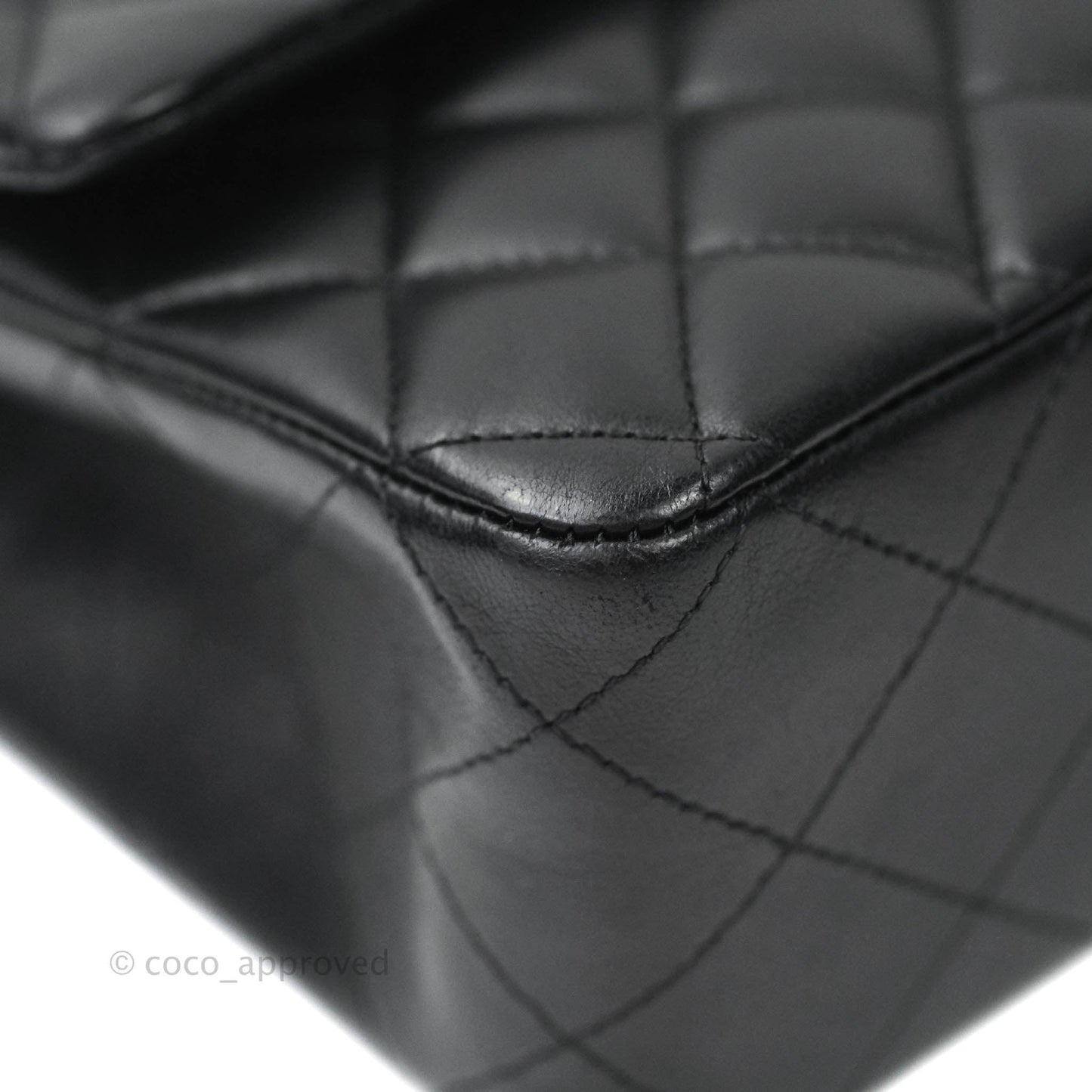 Chanel Classic M/L Medium Double Flap Black Lambskin Gold Hardware