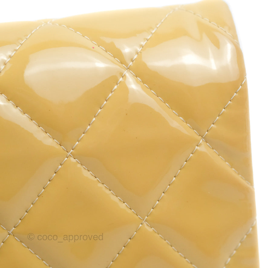 Chanel Quilted Clutch with Chain Beige Patent Silver Hardware