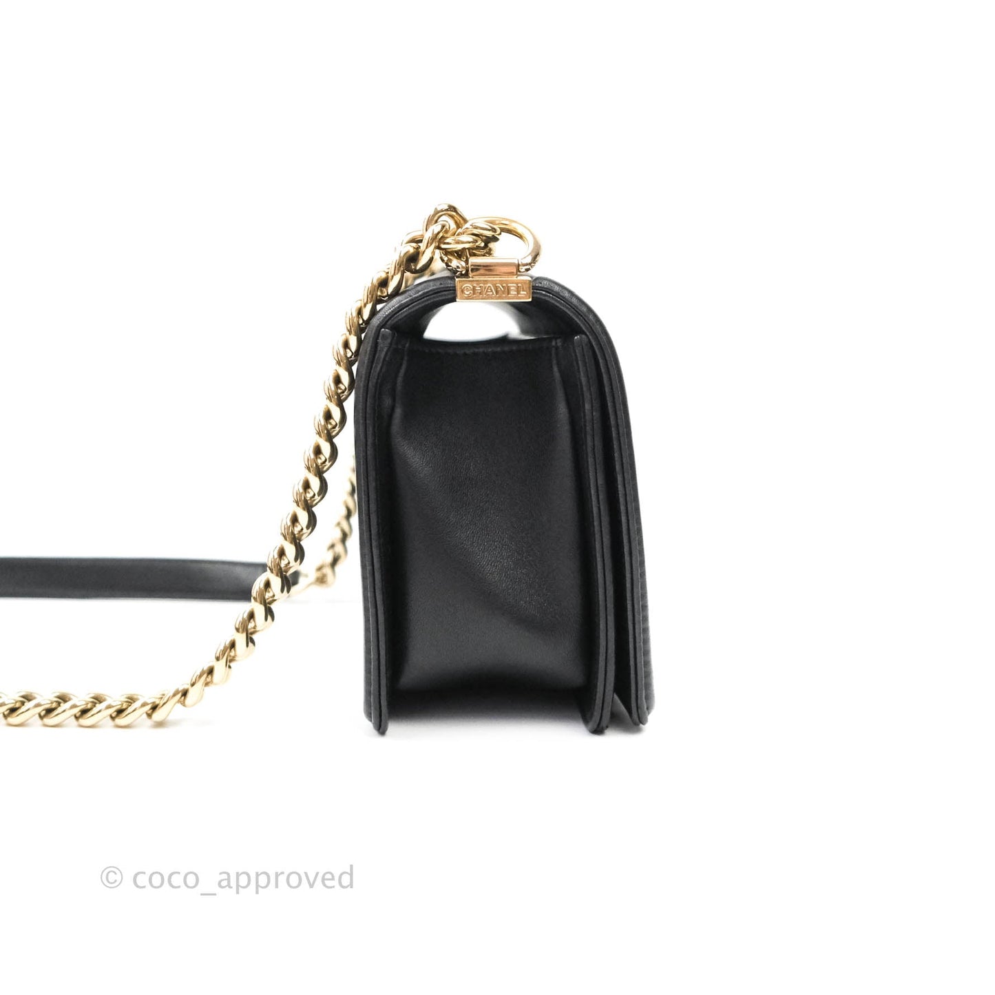 Chanel Boy Chevron Medium Black Lambskin Gold Hardware