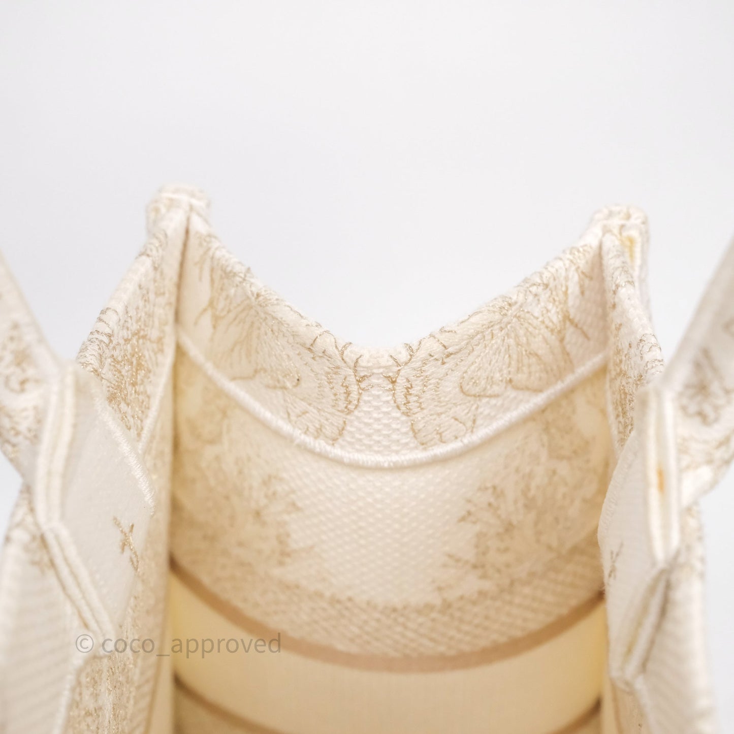 Christian Dior Medium Book Tote Latte Embroidery With Gold-Tone Metallic