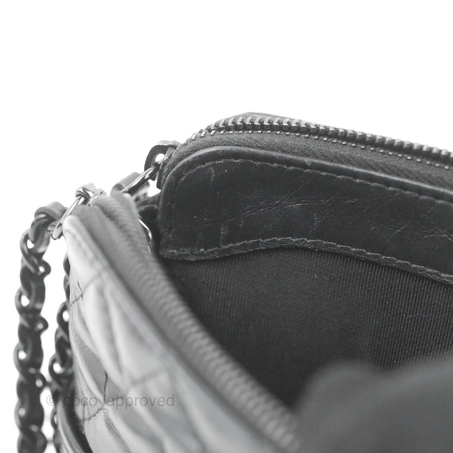Chanel Gabrielle Clutch With Chain Aged Calfskin So Black