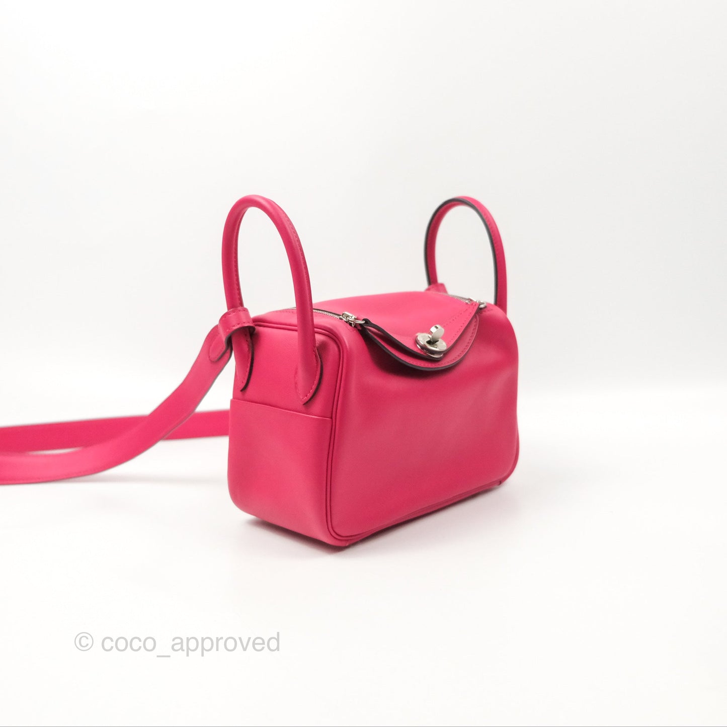 Hermès Mini Lindy 20 Framboise / Rouge Sellier Swift Palladium Hardware
