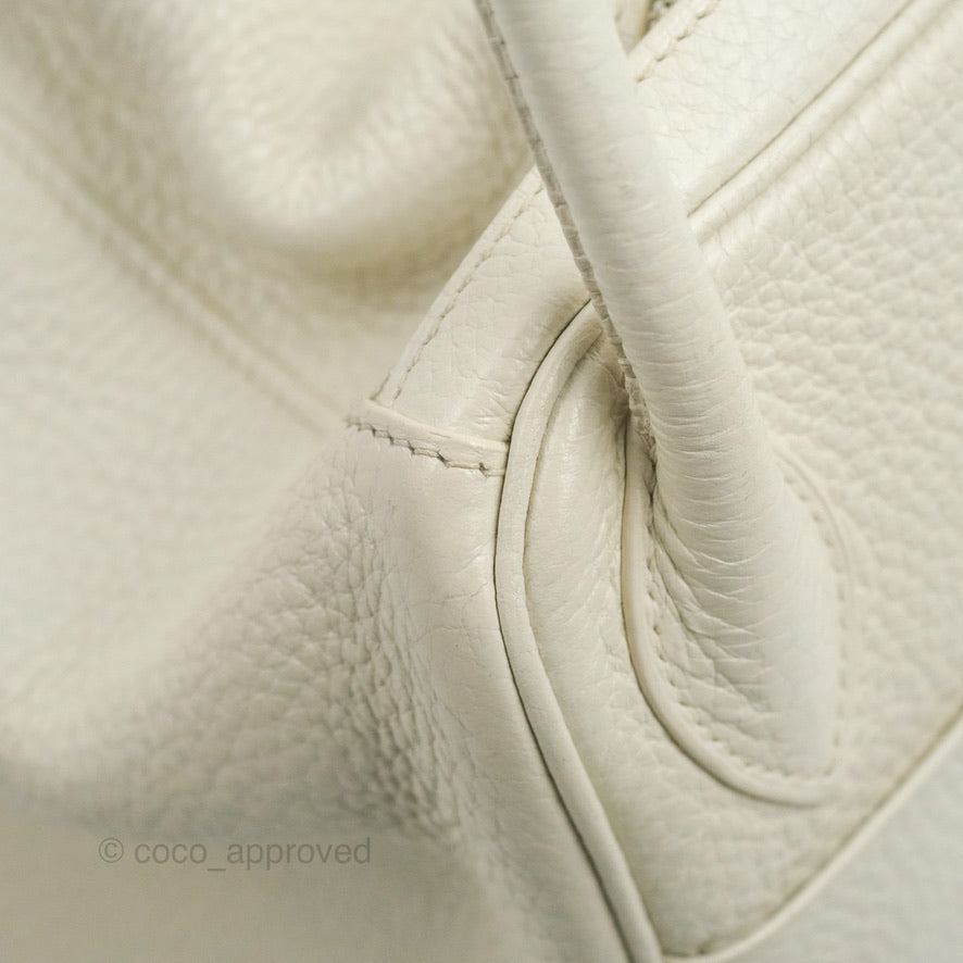 Hermes Lindy 30 White Clemence Palladium Hardware