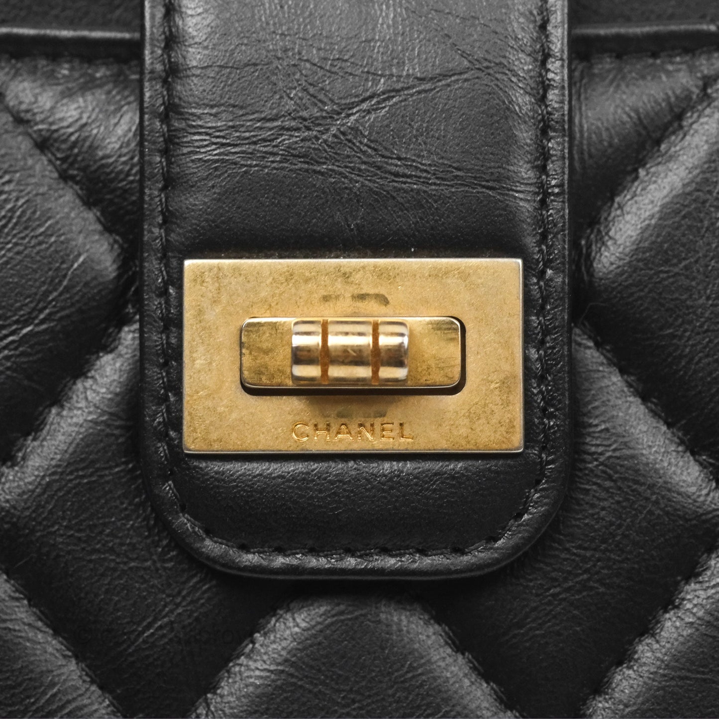 Chanel 2.55 Reissue Purse Aged Calfskin Black Aged Gold Hardware