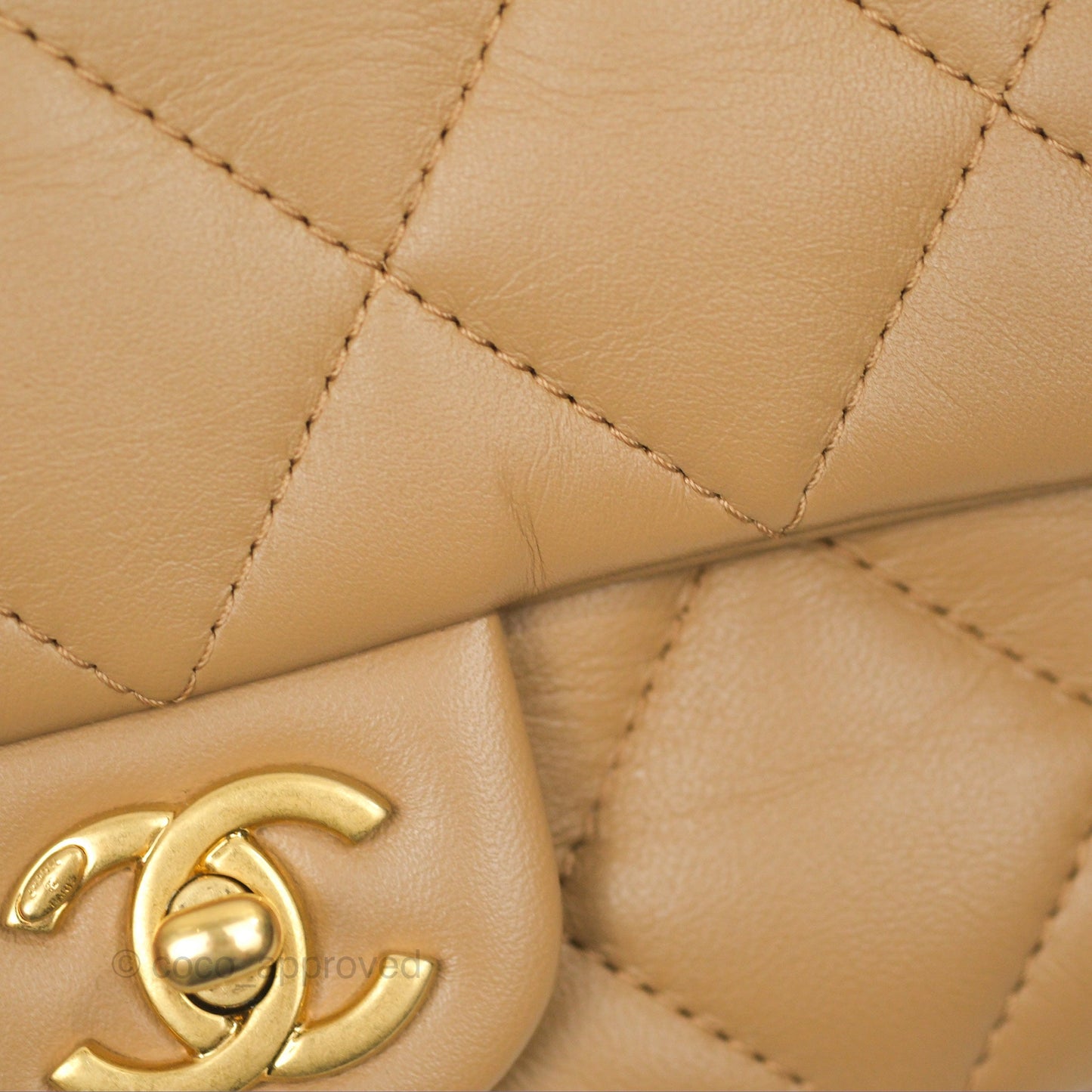 Chanel Mini Flap Bag With Heart CC Charm Dark Beige Lambskin Aged Gold Hardware